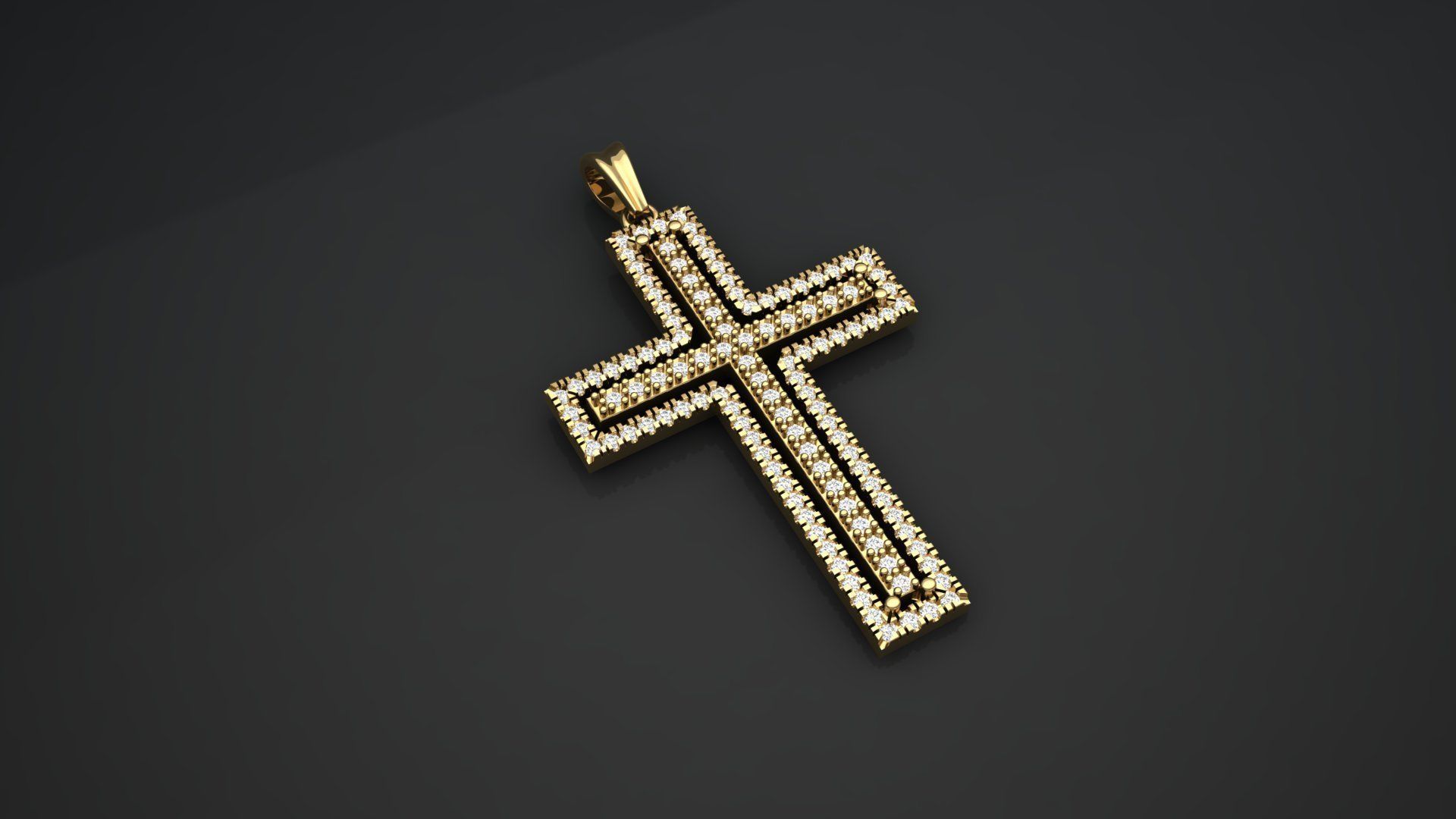 Double Cross Diamond Pendant  3D print model_1