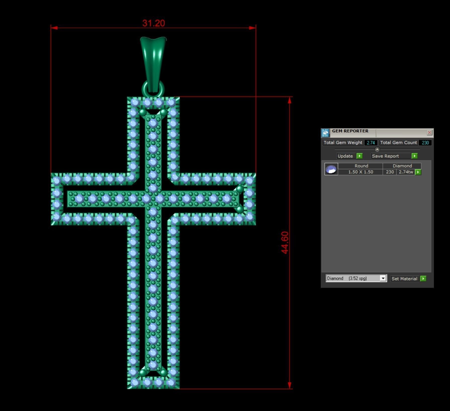 Double Cross Diamond Pendant  3D print model_3