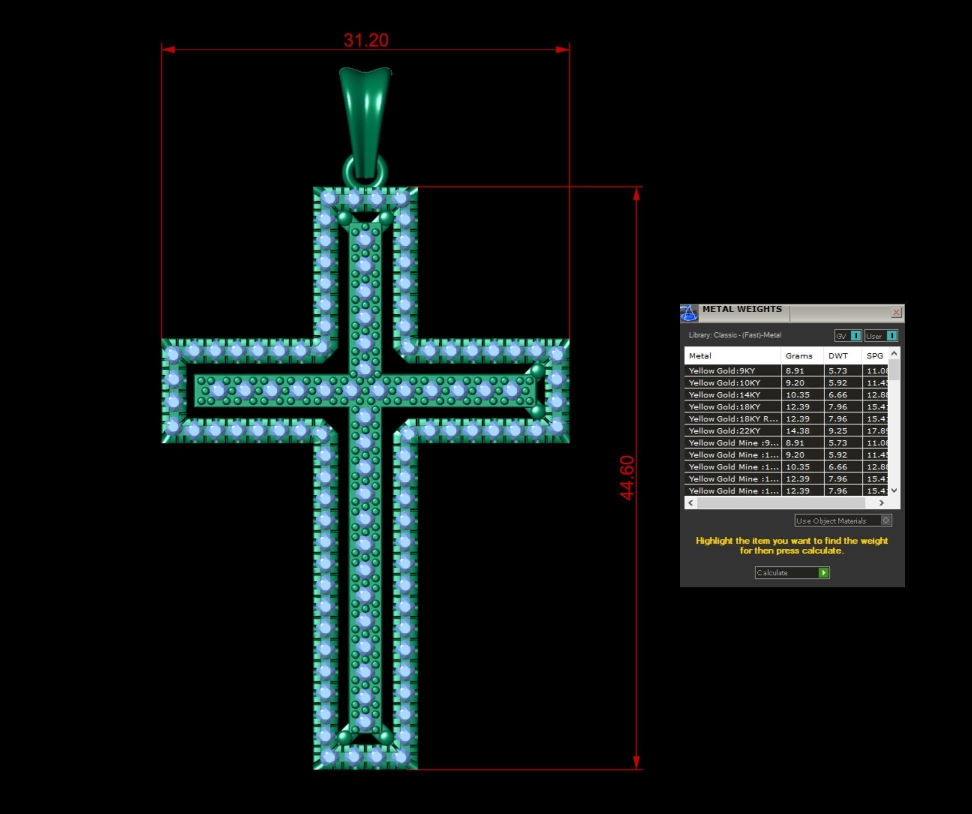 Double Cross Diamond Pendant  3D print model_2
