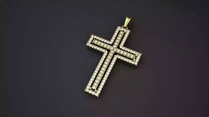 Double Cross Diamond Pendant 