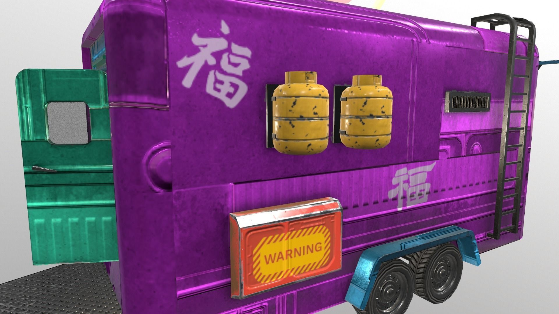  Cyberpunk City - Donut Caravan Low-poly 3D model_9