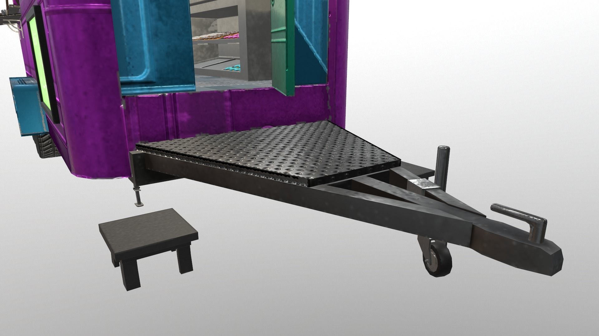  Cyberpunk City - Donut Caravan Low-poly 3D model_8