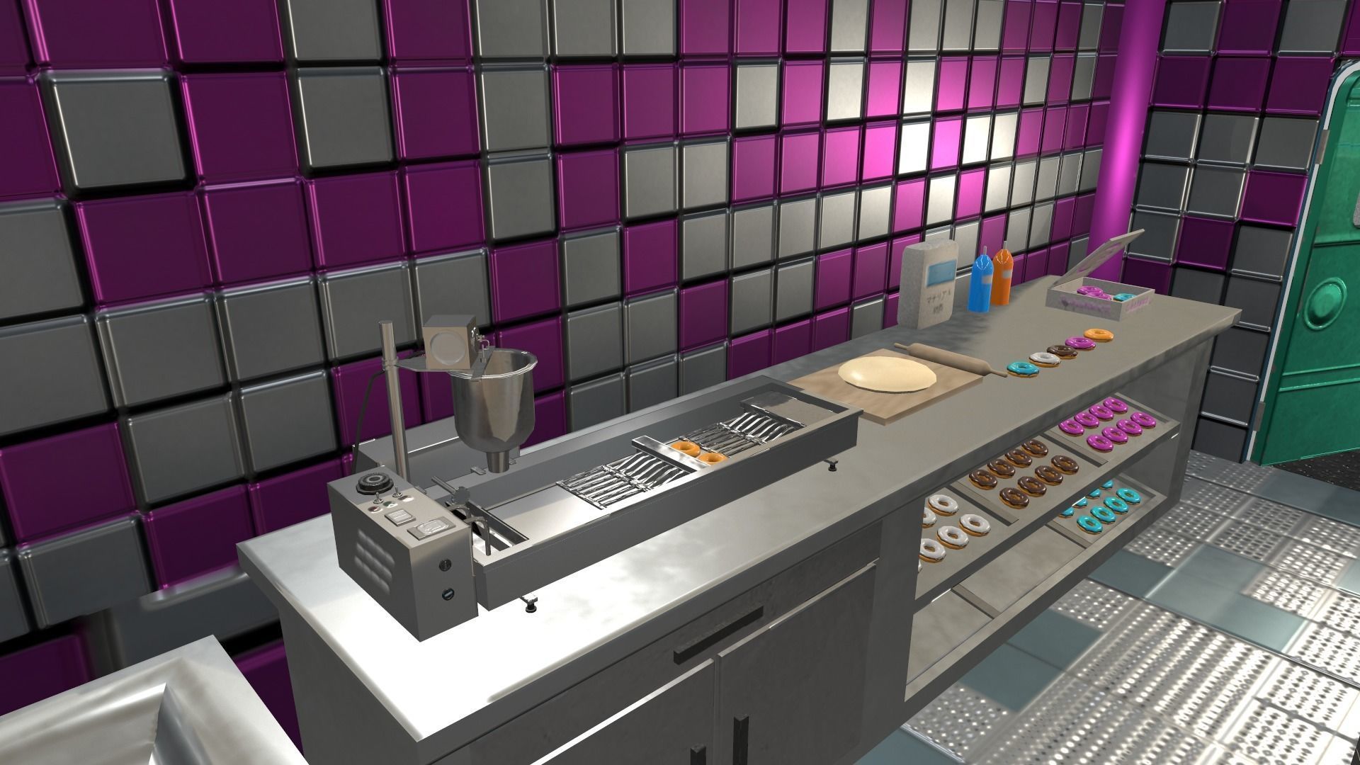  Cyberpunk City - Donut Caravan Low-poly 3D model_6