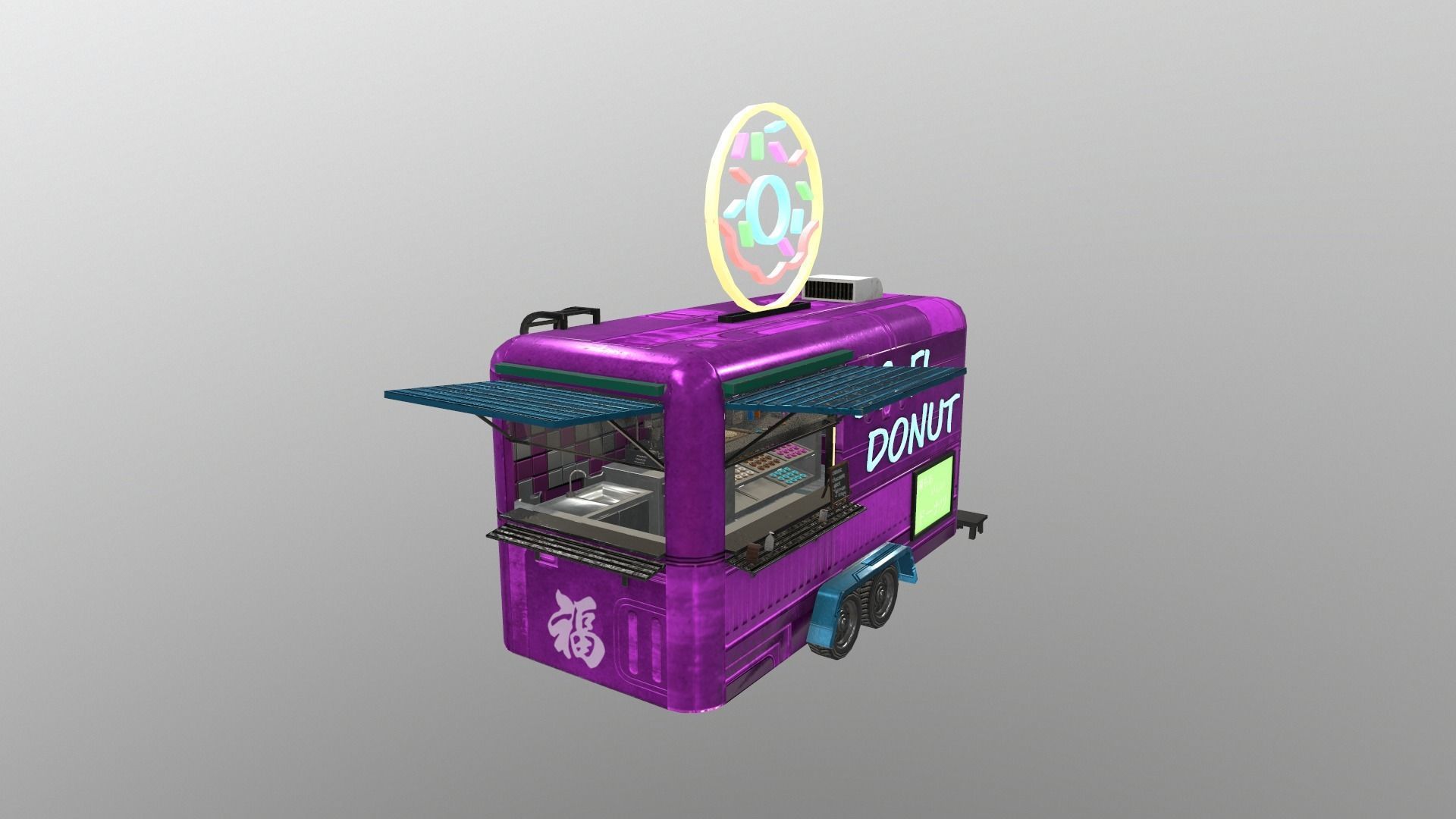  Cyberpunk City - Donut Caravan Low-poly 3D model_2