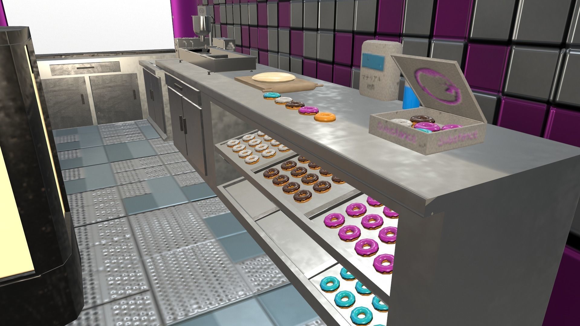  Cyberpunk City - Donut Caravan Low-poly 3D model_7