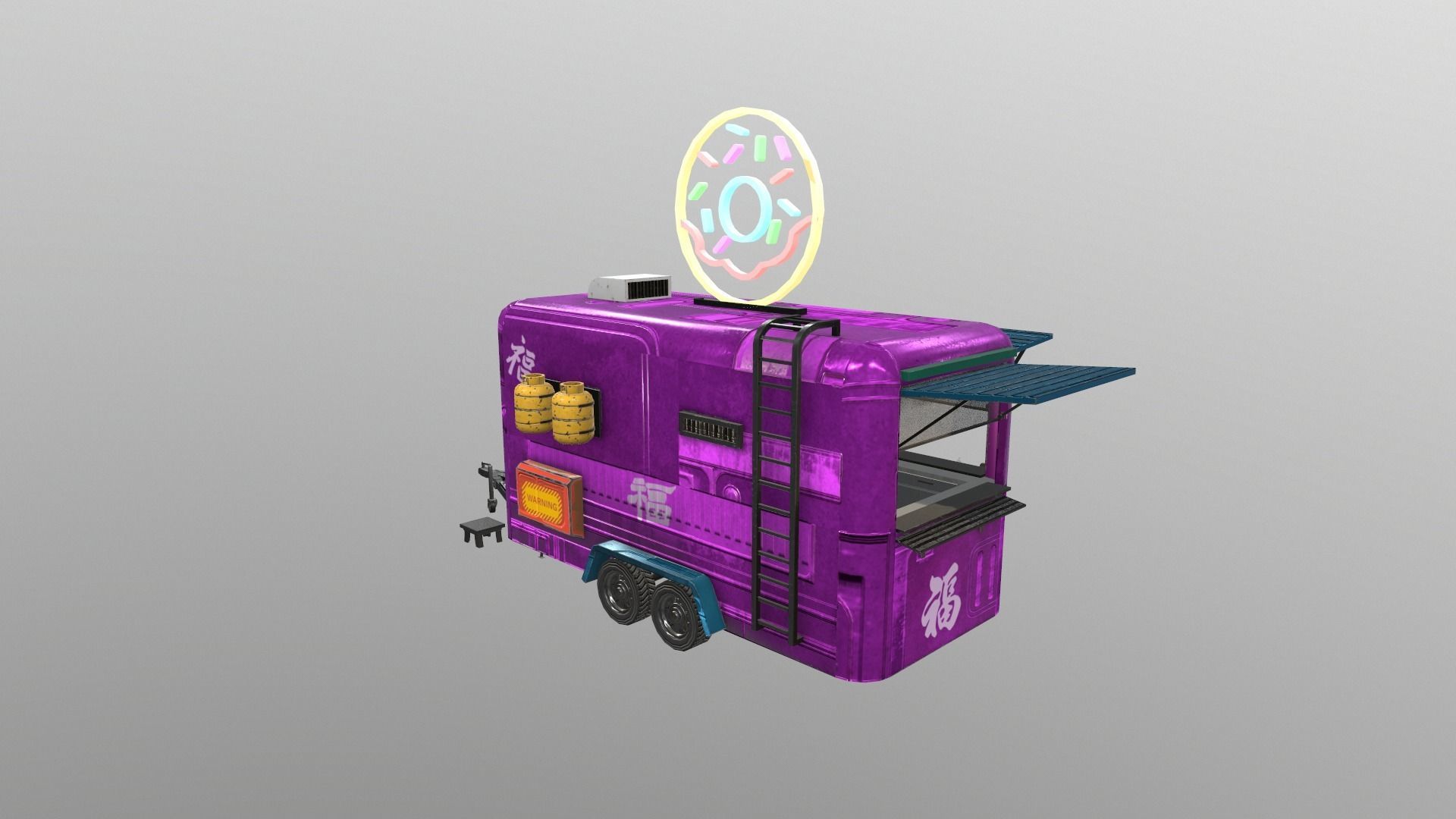  Cyberpunk City - Donut Caravan Low-poly 3D model_3