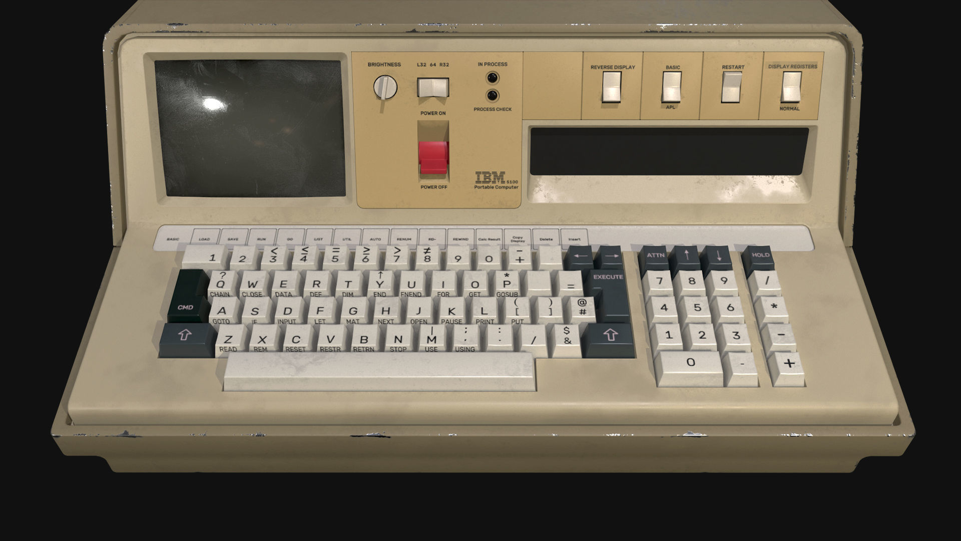 Old desktop computer IBM 5100 Low-poly 3D model_4
