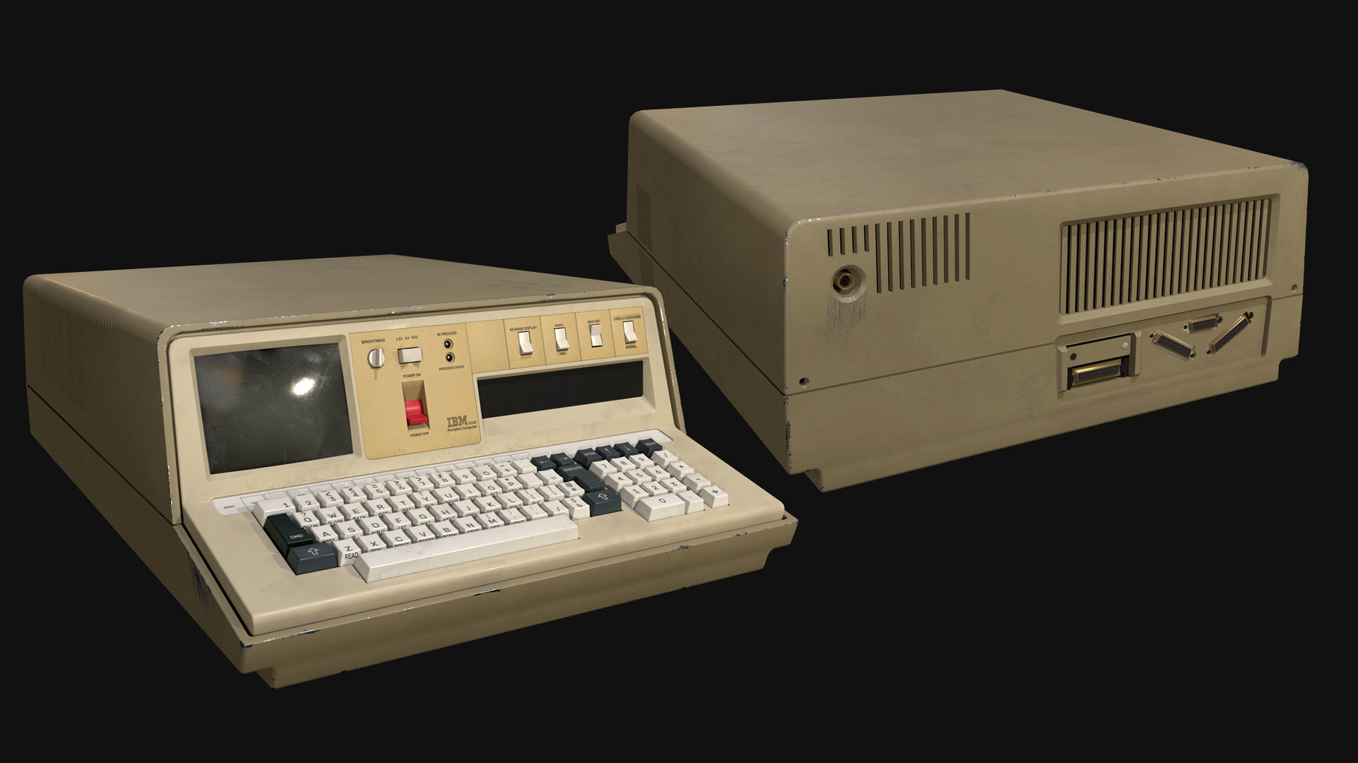 Old desktop computer IBM 5100 Low-poly 3D model_1