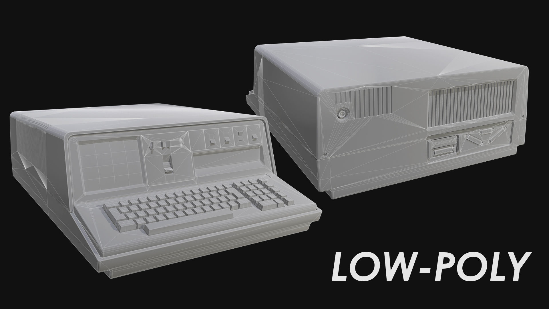 Old desktop computer IBM 5100 Low-poly 3D model_2