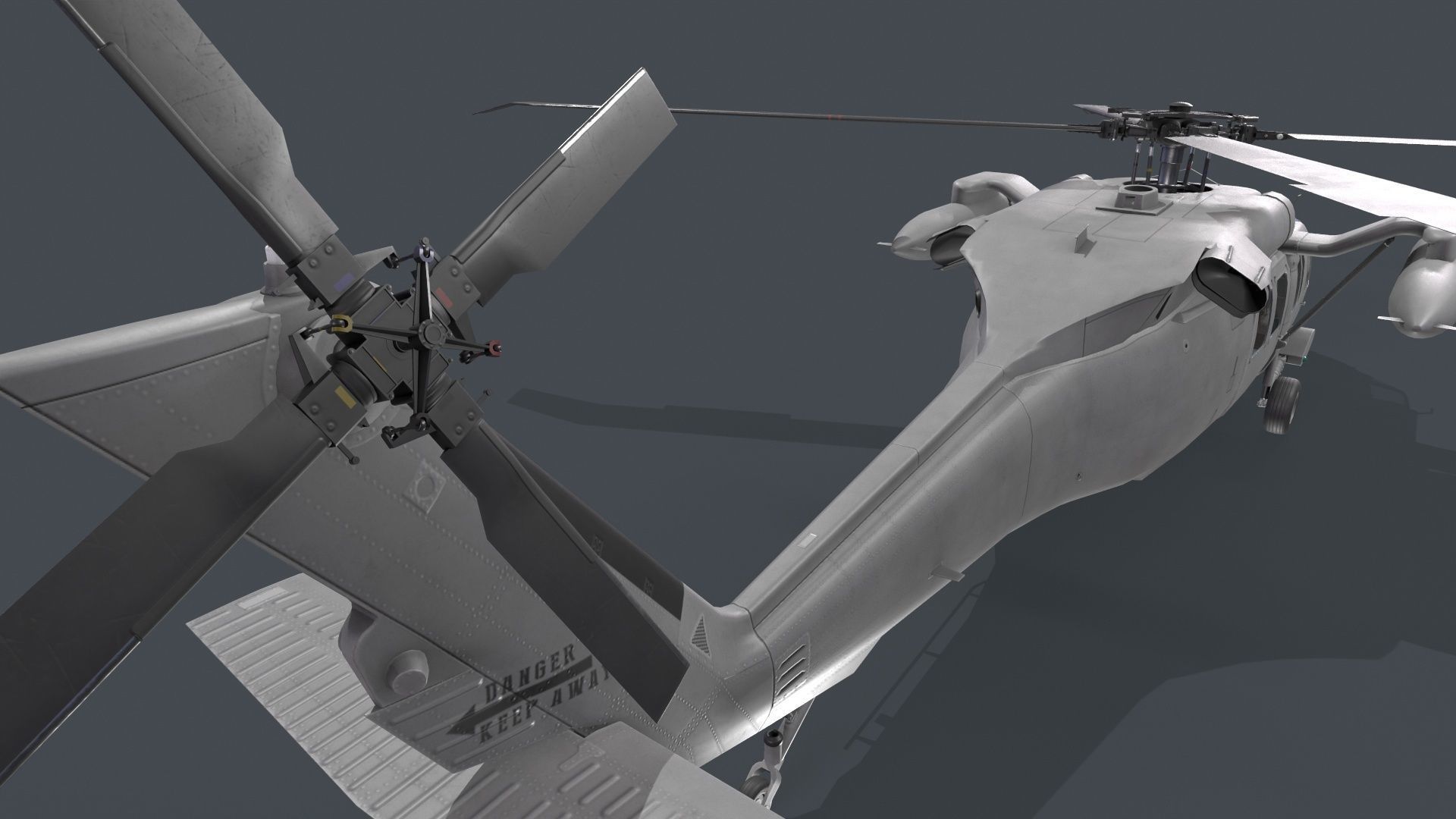 UH-60 Black Hawk Grey Basic Animation Low-poly 3D model_12