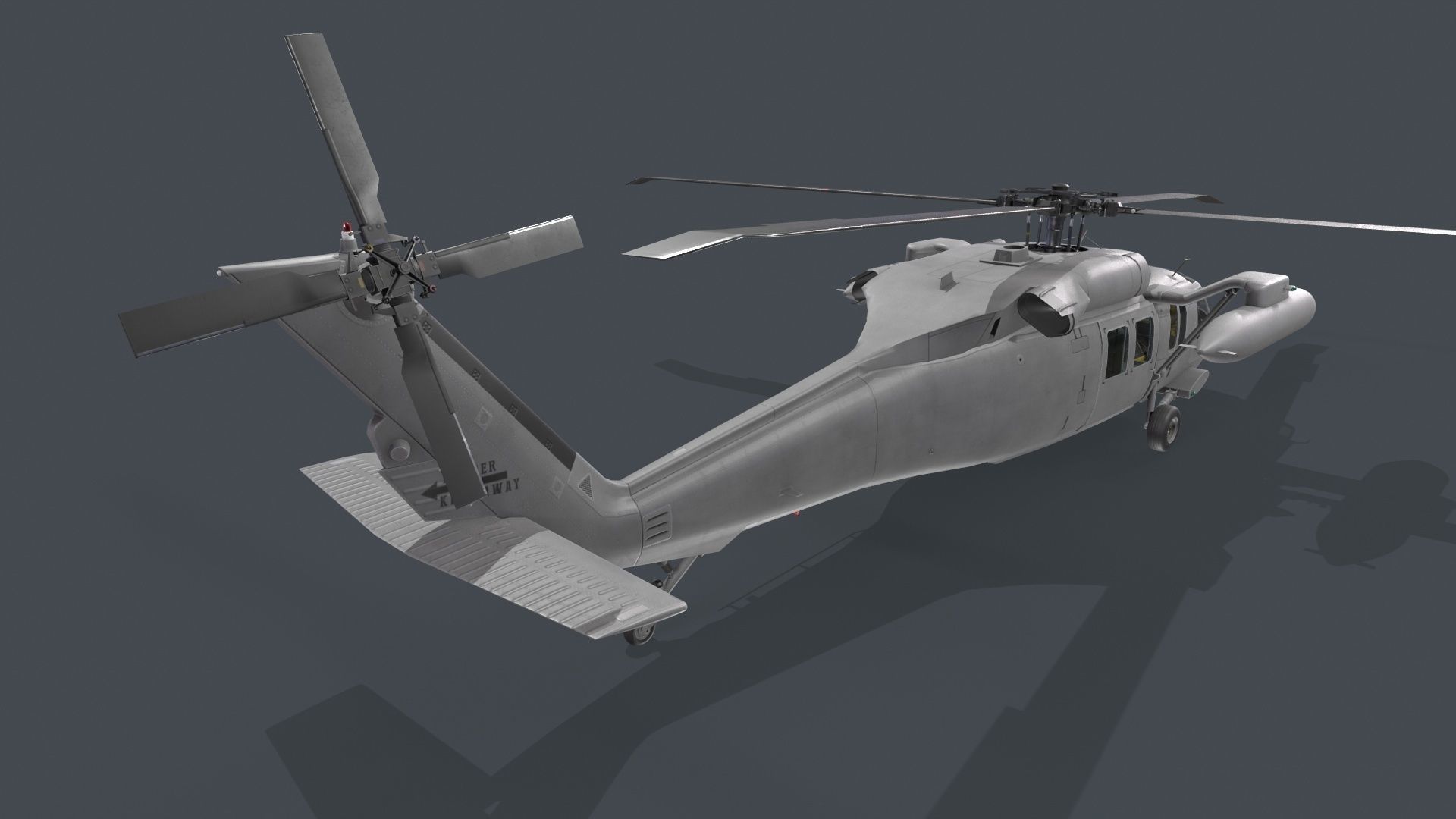 UH-60 Black Hawk Grey Basic Animation Low-poly 3D model_7
