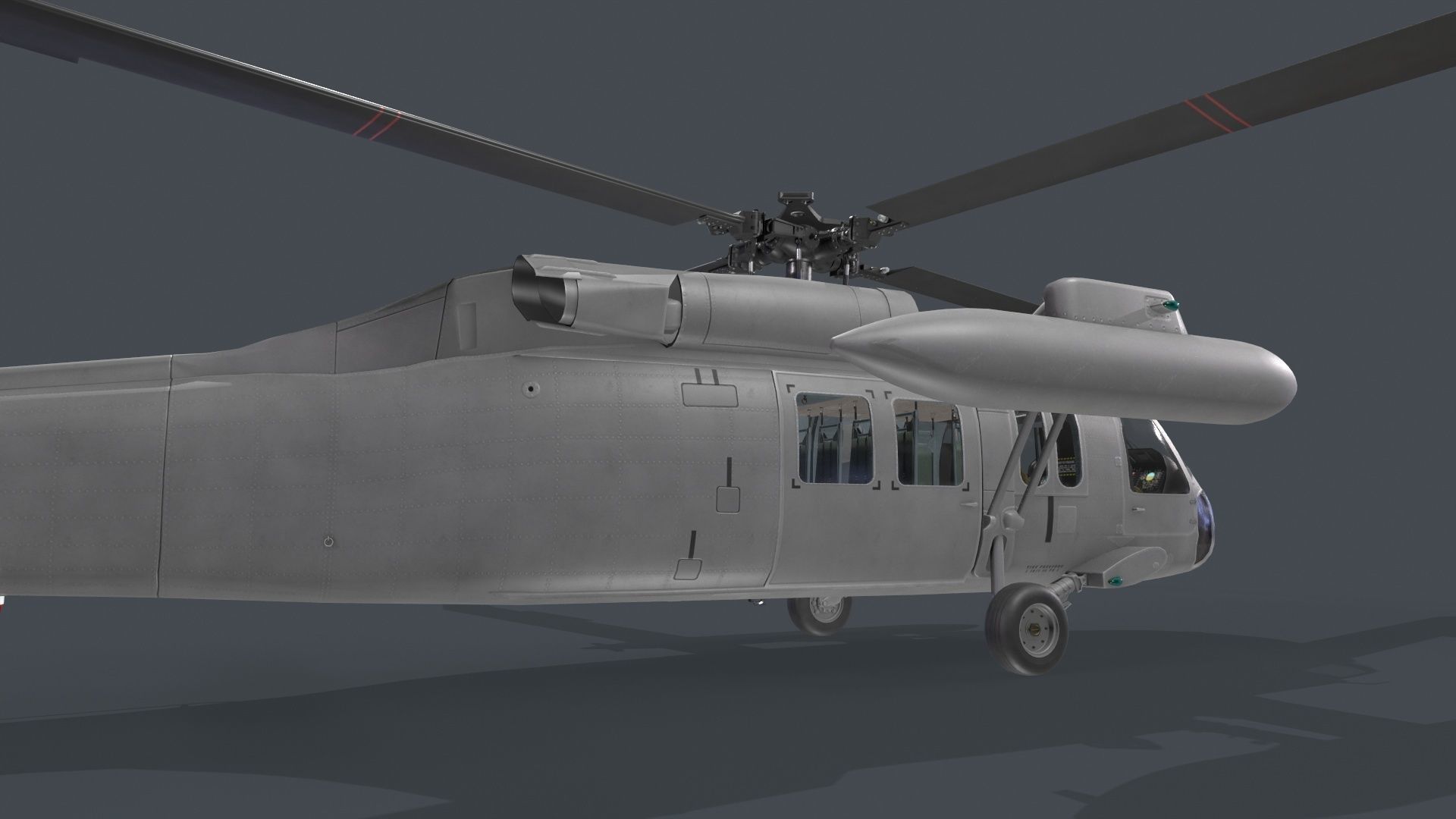 UH-60 Black Hawk Grey Basic Animation Low-poly 3D model_8