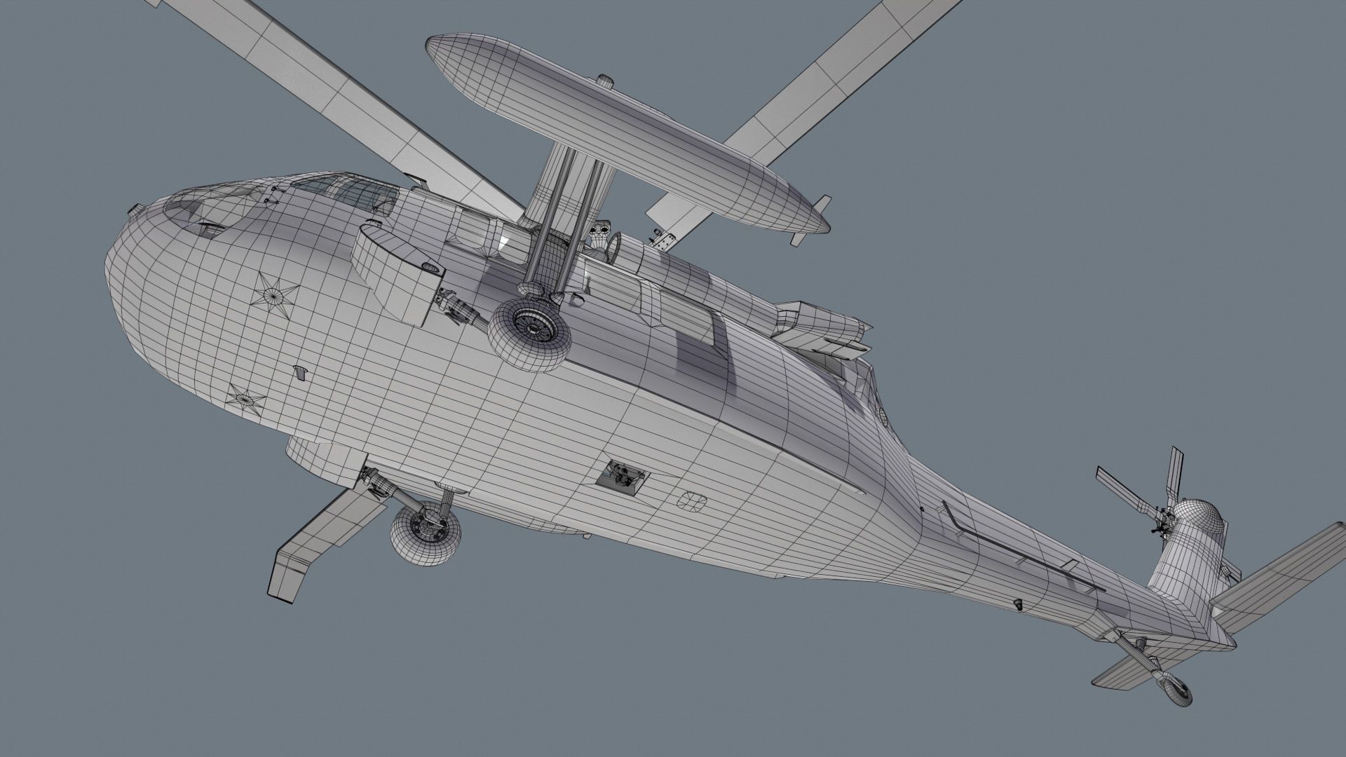 UH-60 Black Hawk Grey Basic Animation Low-poly 3D model_28