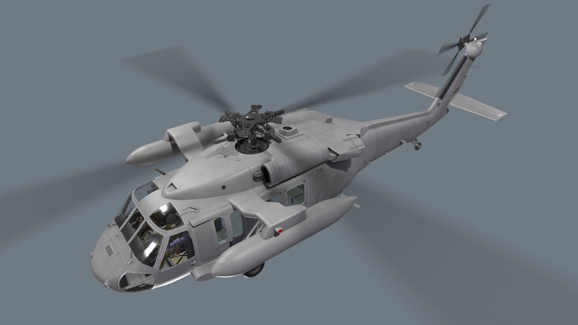 UH-60 Black Hawk Grey Basic Animation Low-poly 3D model_2