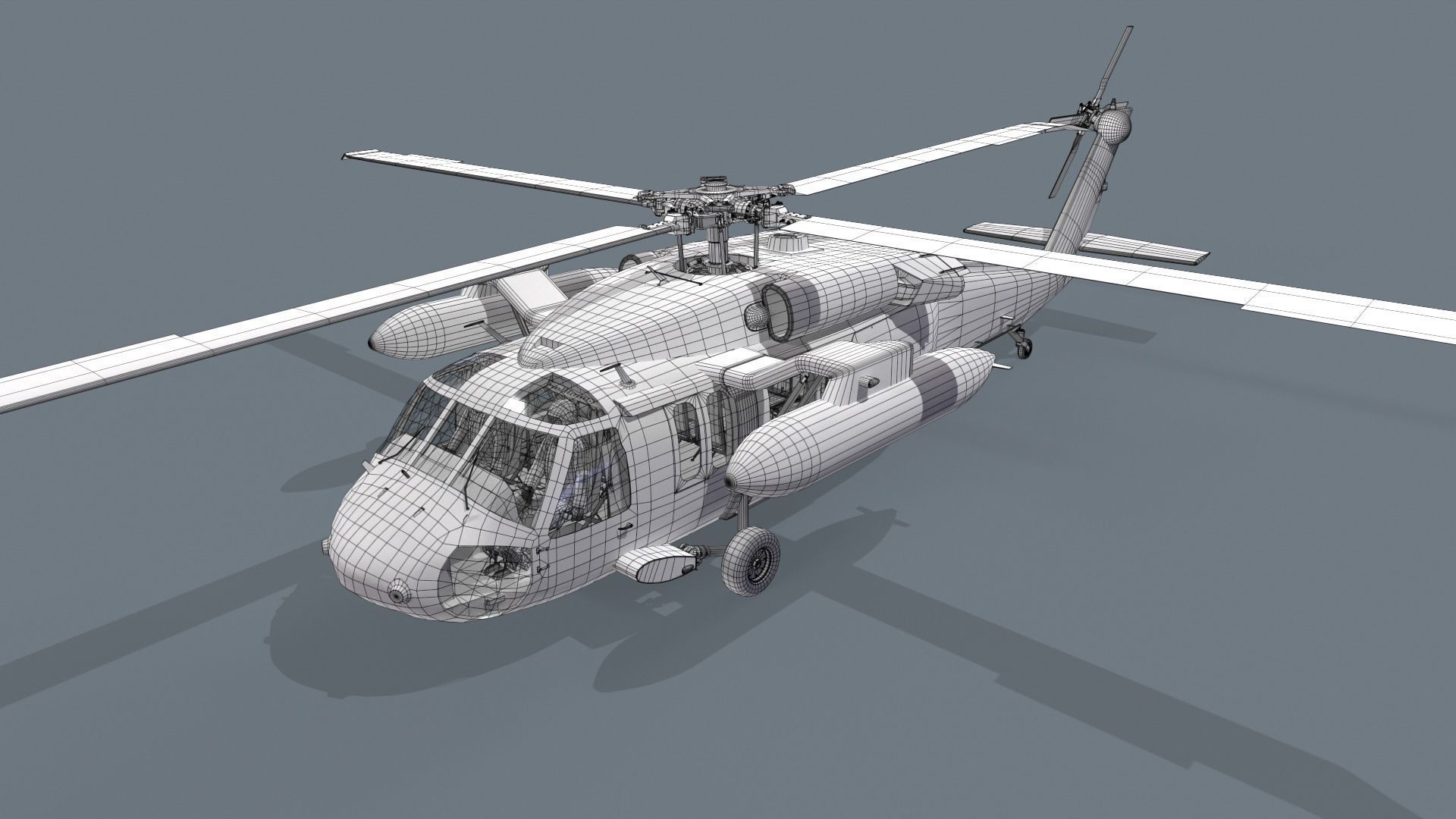 UH-60 Black Hawk Grey Basic Animation Low-poly 3D model_23