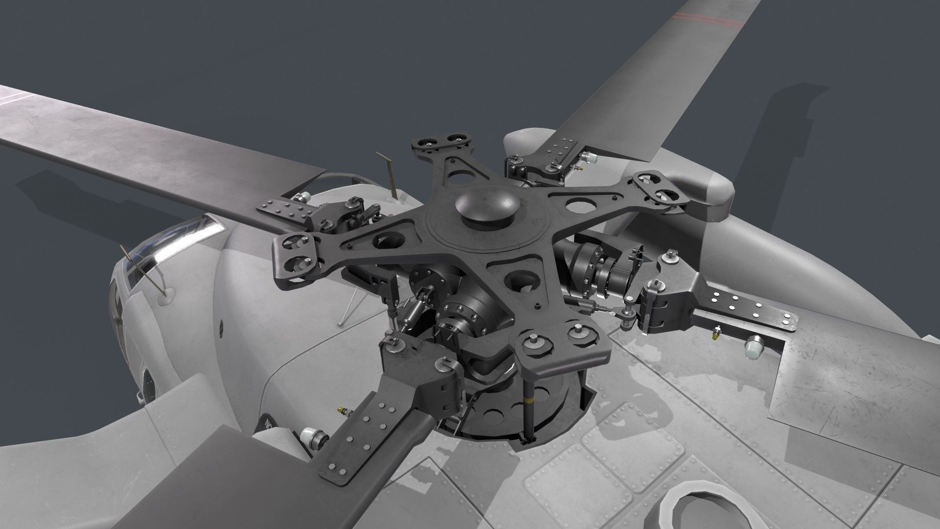 UH-60 Black Hawk Grey Basic Animation Low-poly 3D model_11