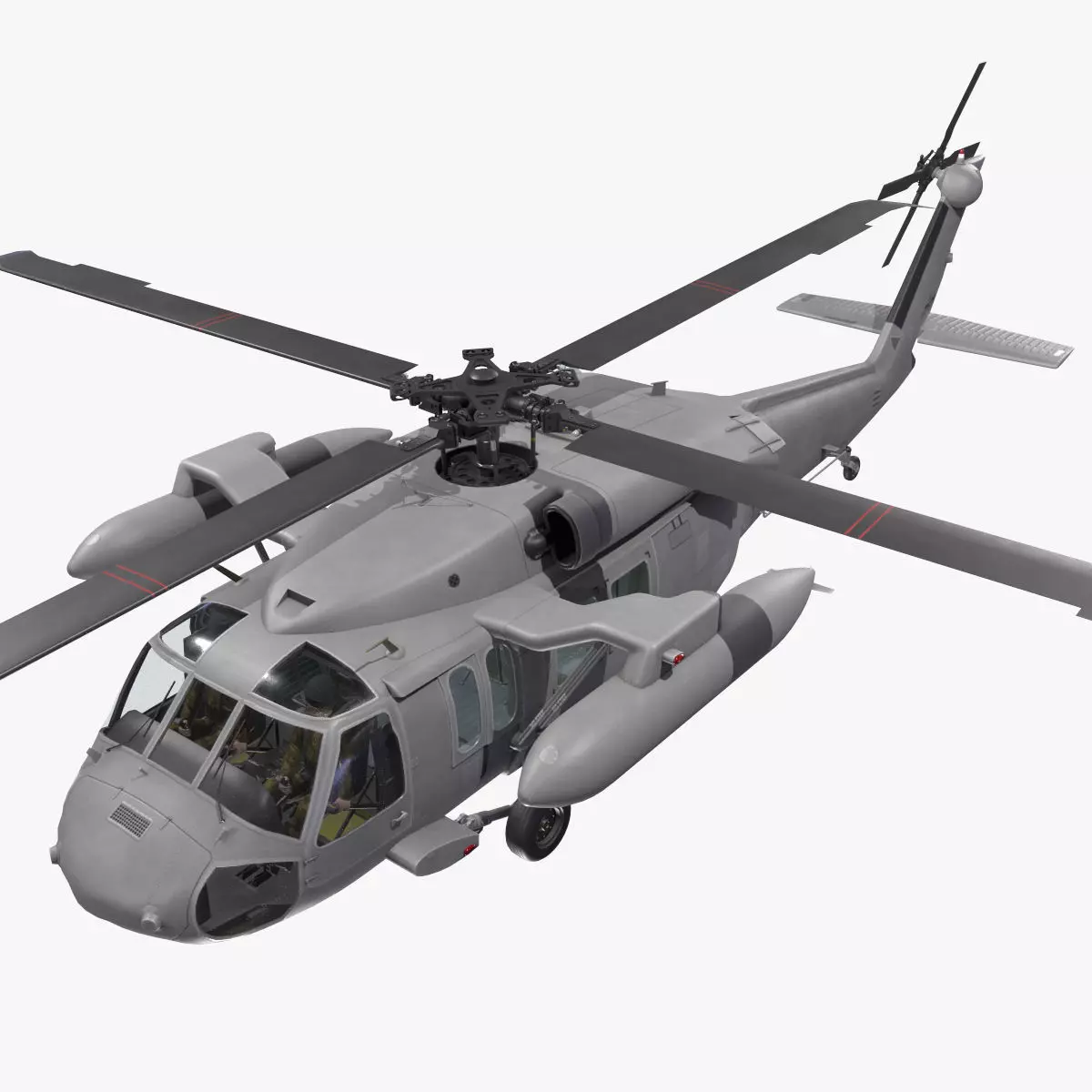 UH-60 Black Hawk Grey Basic Animation Low-poly 3D model_0