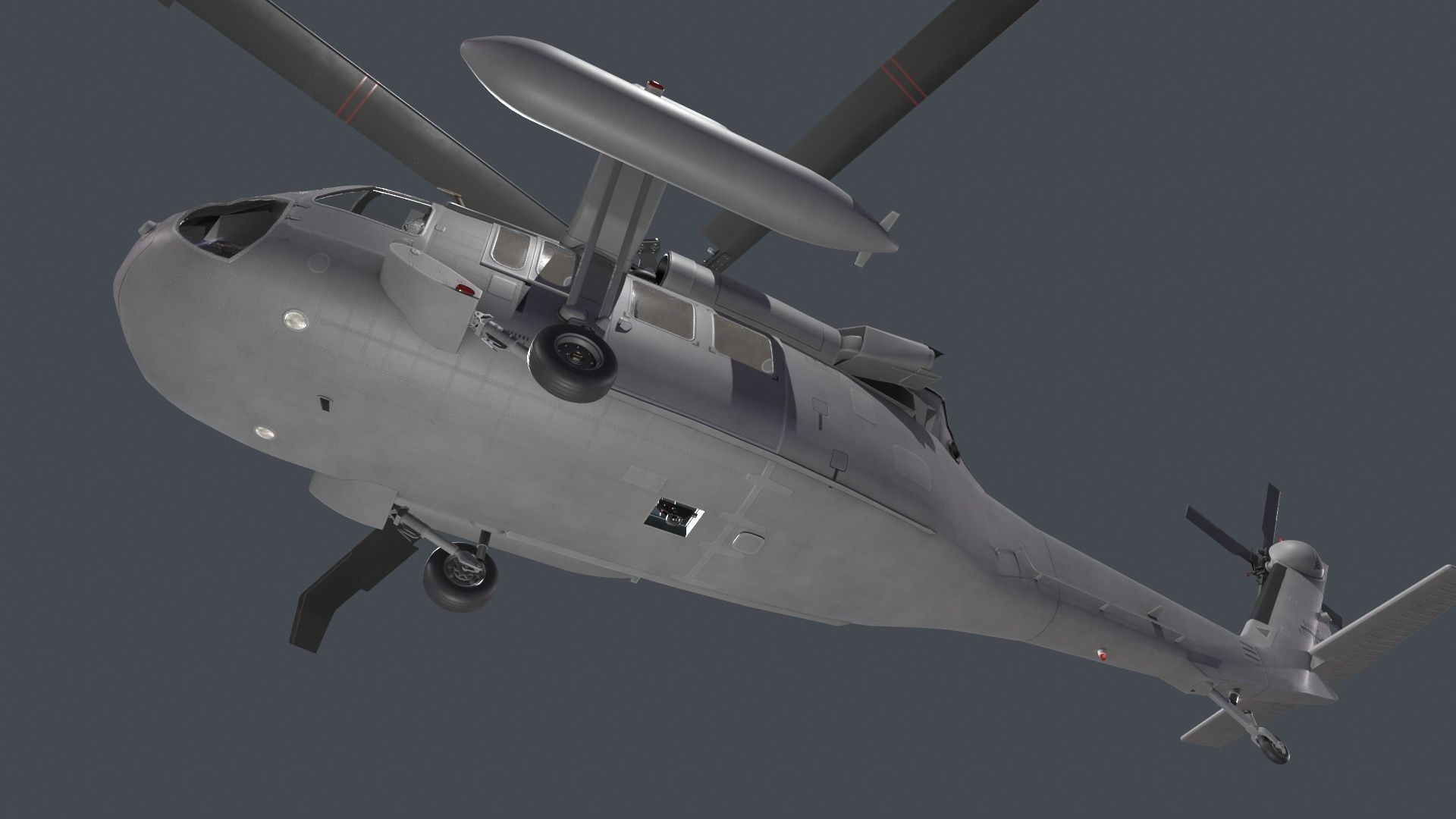 UH-60 Black Hawk Grey Basic Animation Low-poly 3D model_10