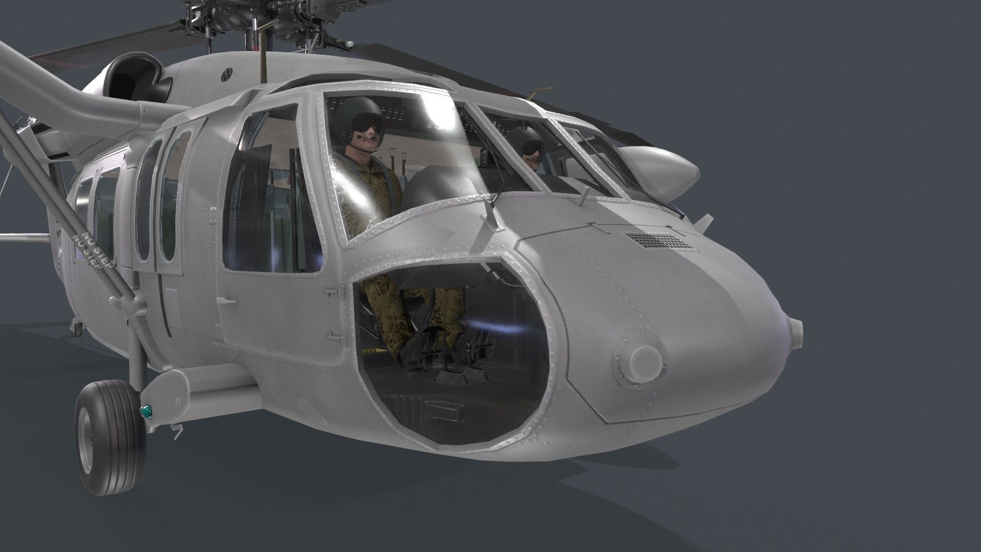 UH-60 Black Hawk Grey Basic Animation Low-poly 3D model_9