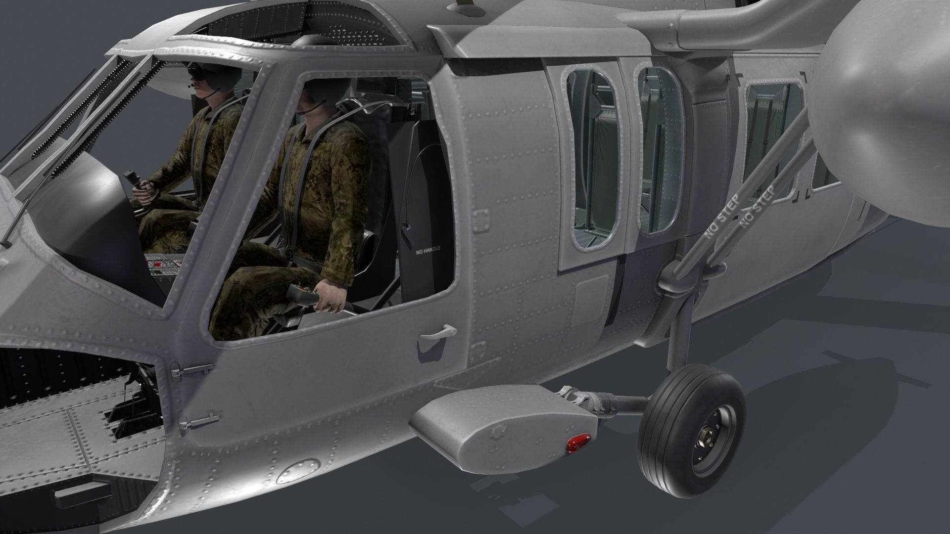 UH-60 Black Hawk Grey Basic Animation Low-poly 3D model_15
