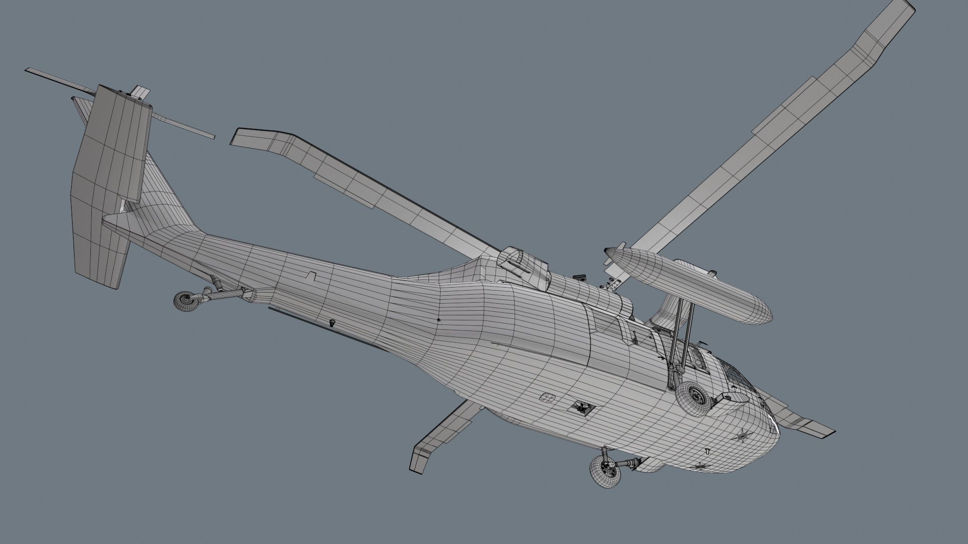 UH-60 Black Hawk Grey Basic Animation Low-poly 3D model_25