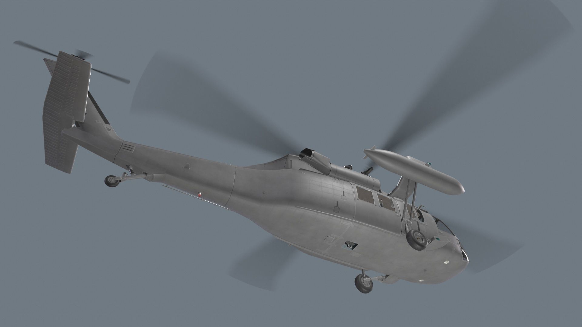 UH-60 Black Hawk Grey Basic Animation Low-poly 3D model_4