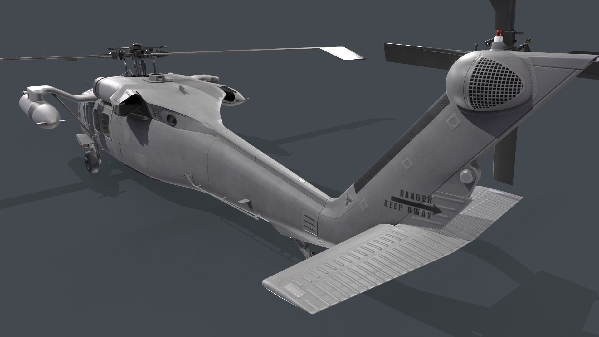 UH-60 Black Hawk Grey Basic Animation Low-poly 3D model_6