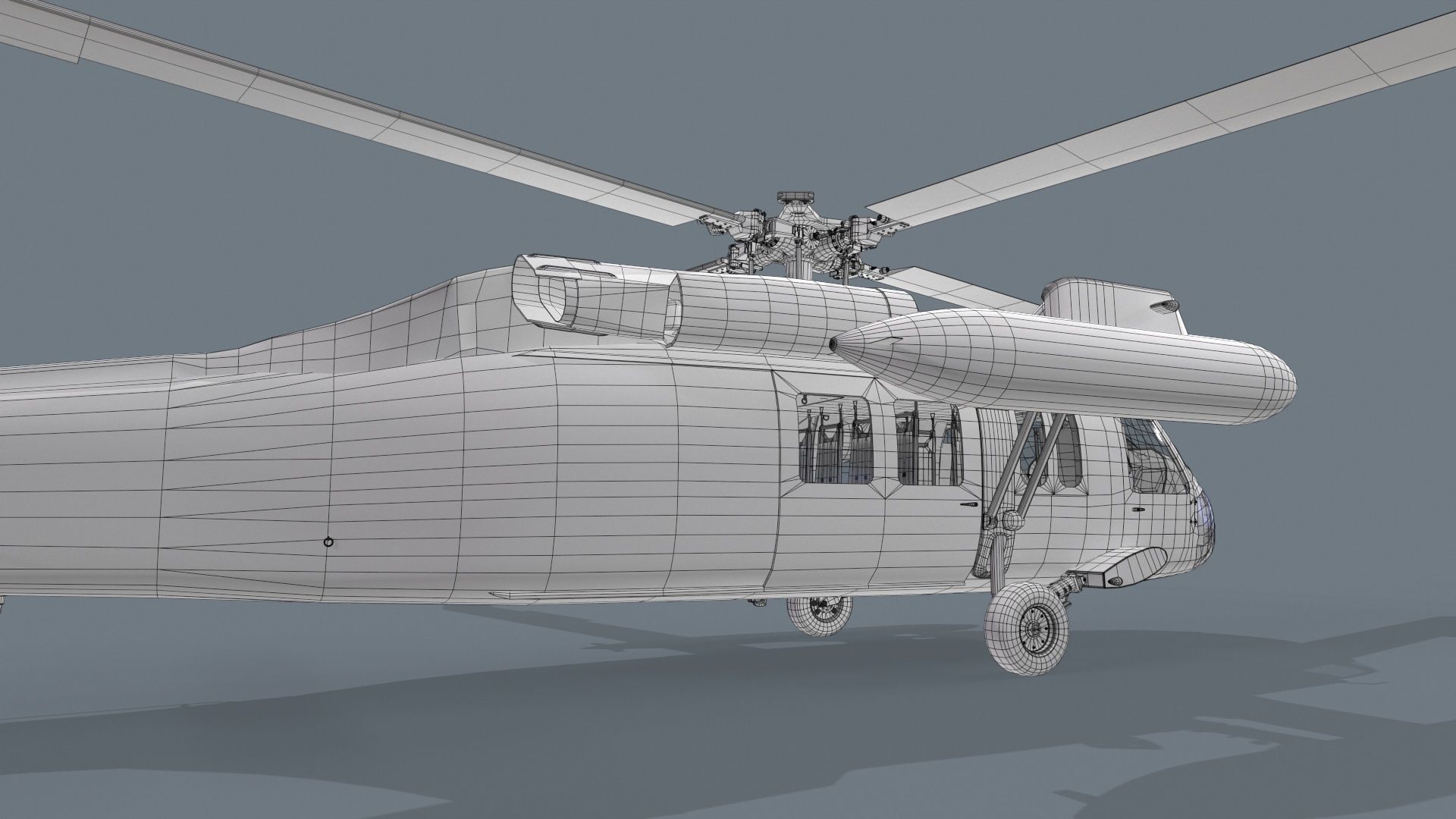 UH-60 Black Hawk Grey Basic Animation Low-poly 3D model_26