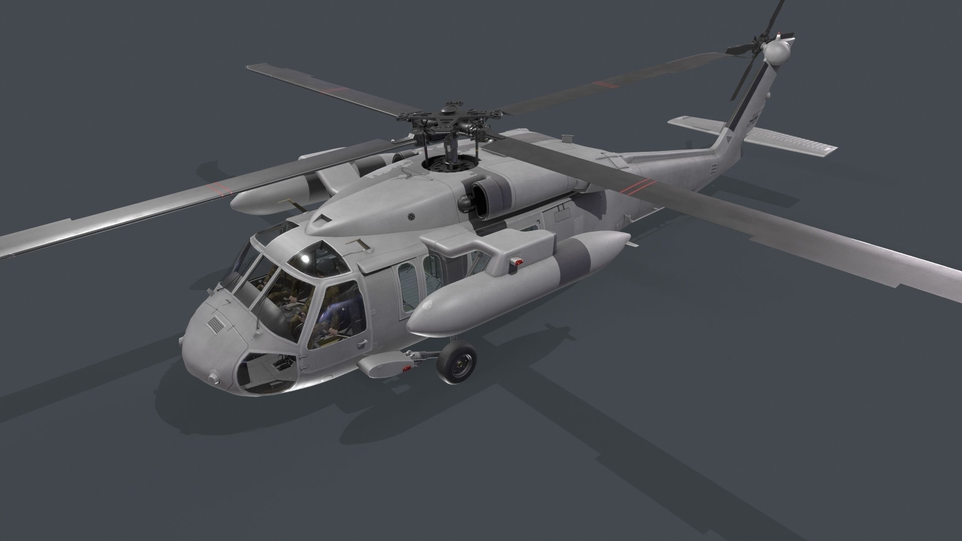 UH-60 Black Hawk Grey Basic Animation Low-poly 3D model_5