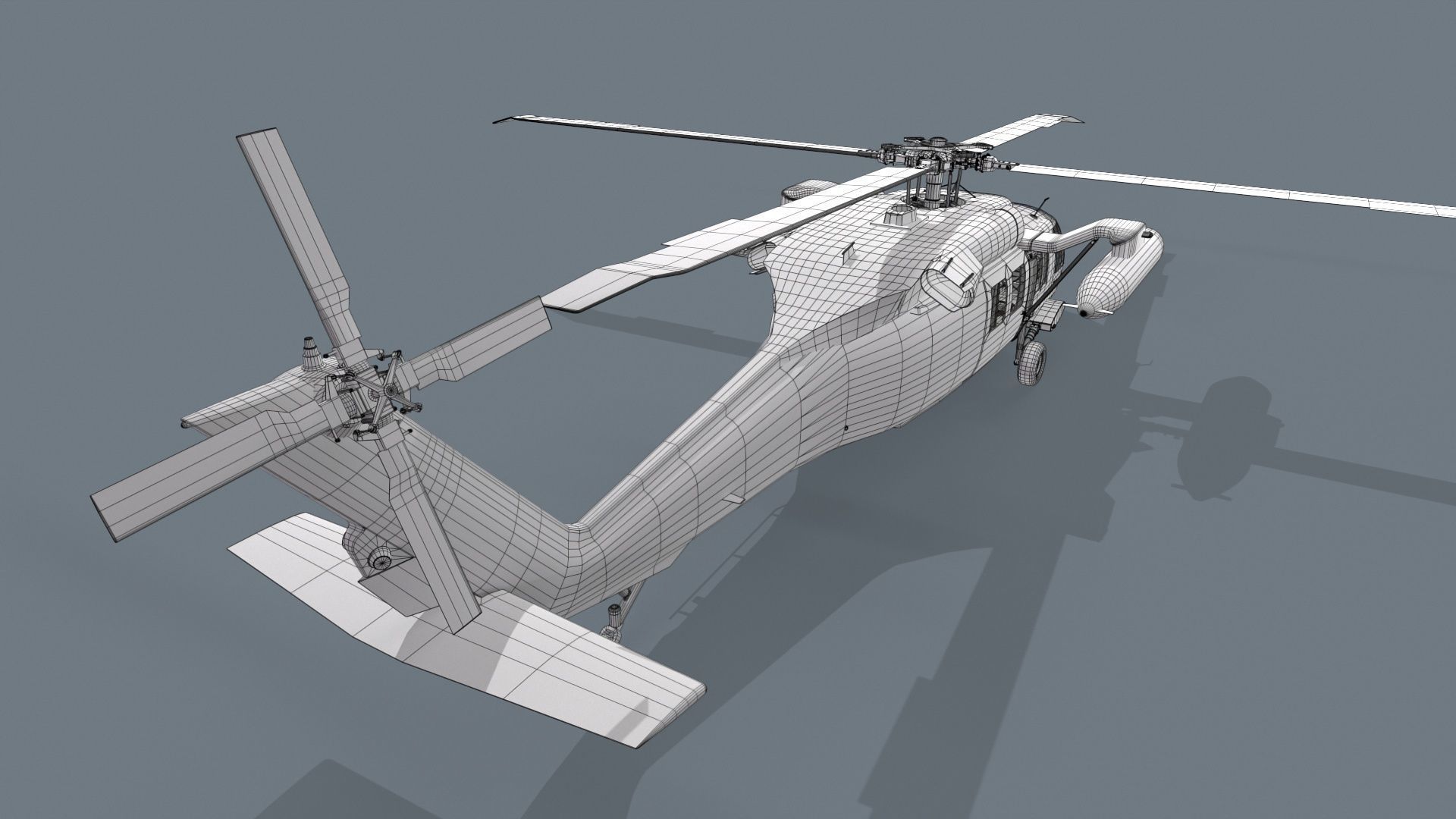 UH-60 Black Hawk Grey Basic Animation Low-poly 3D model_24