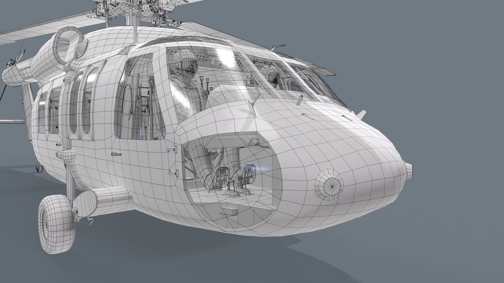 UH-60 Black Hawk Dark Basic Animation 3D model_27