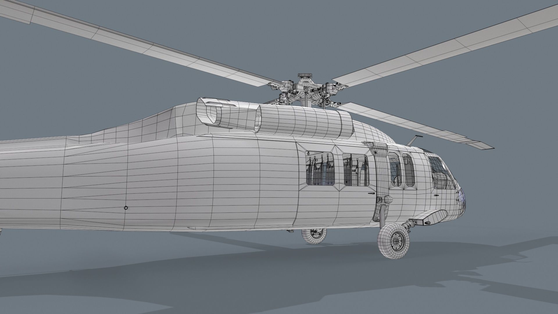 UH-60 Black Hawk Dark Basic Animation 3D model_26