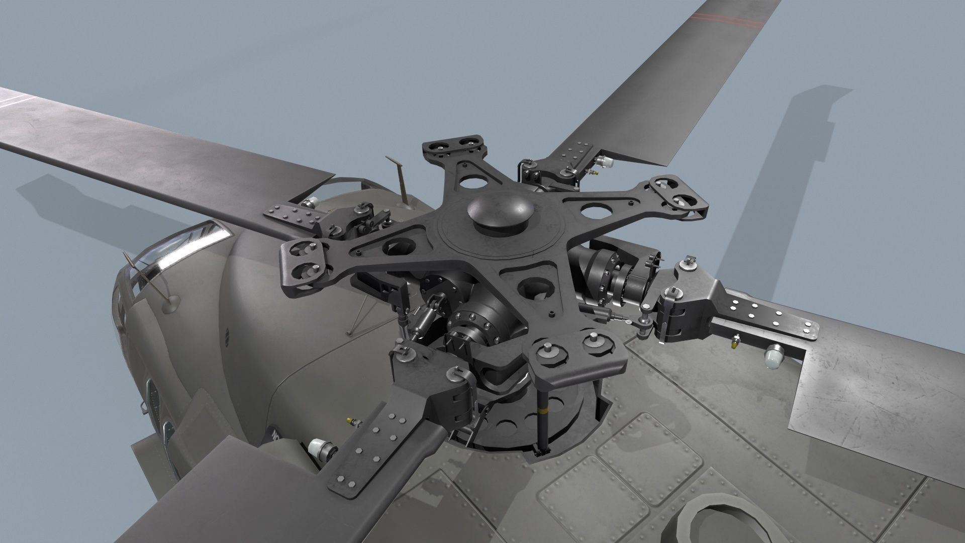 UH-60 Black Hawk Dark Basic Animation 3D model_11