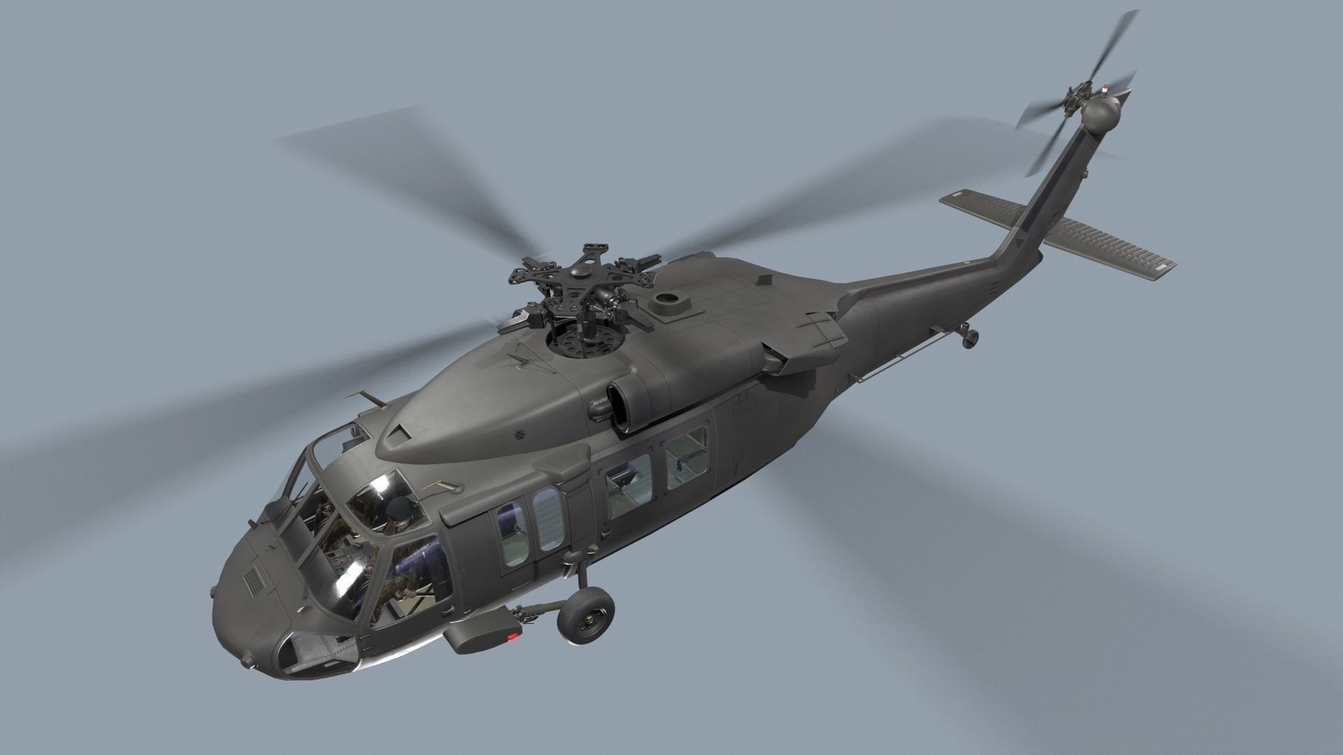 UH-60 Black Hawk Dark Basic Animation 3D model_2