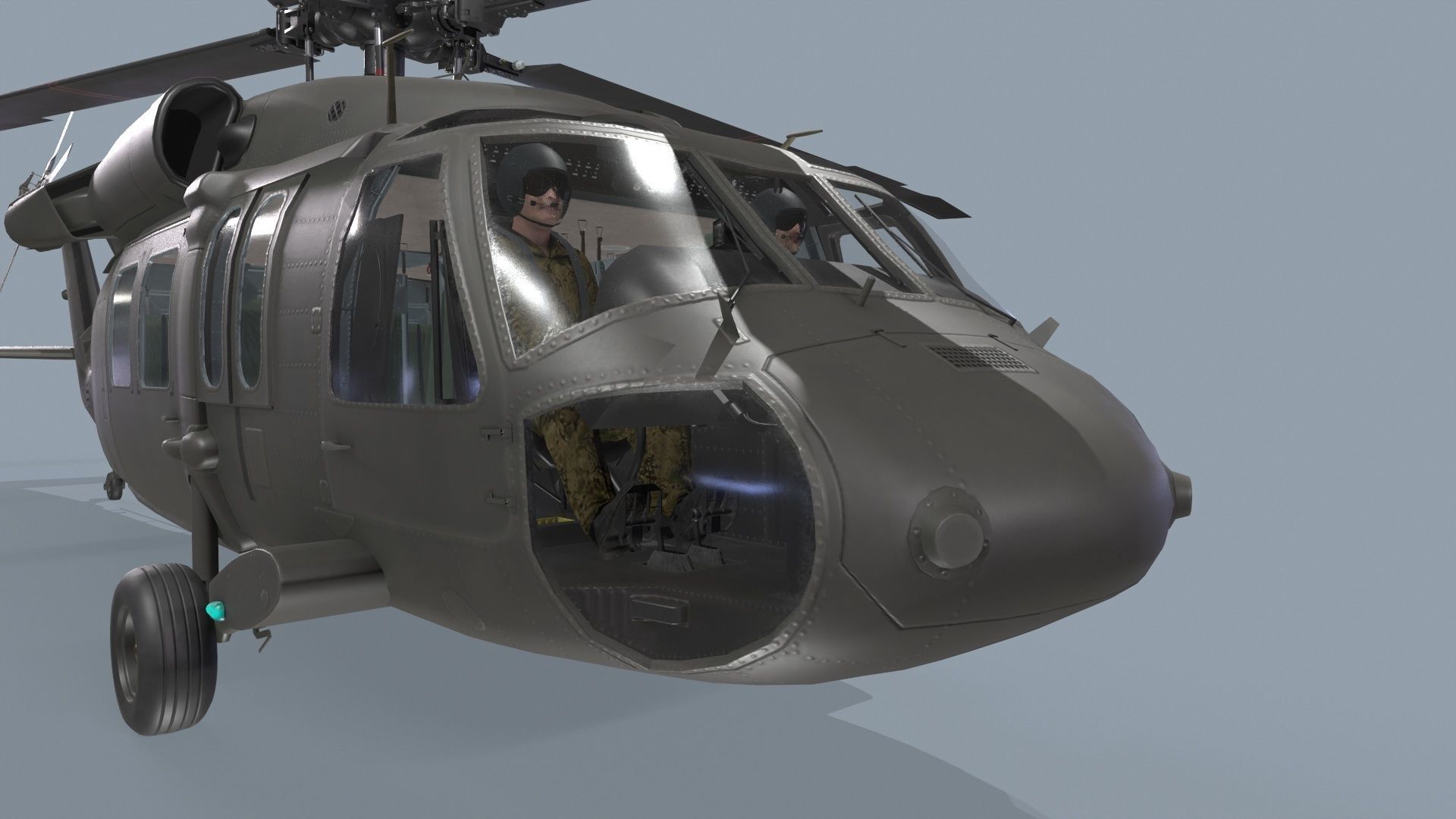 UH-60 Black Hawk Dark Basic Animation 3D model_9