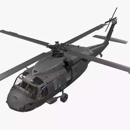 UH-60 Black Hawk Dark Basic Animation 3D model