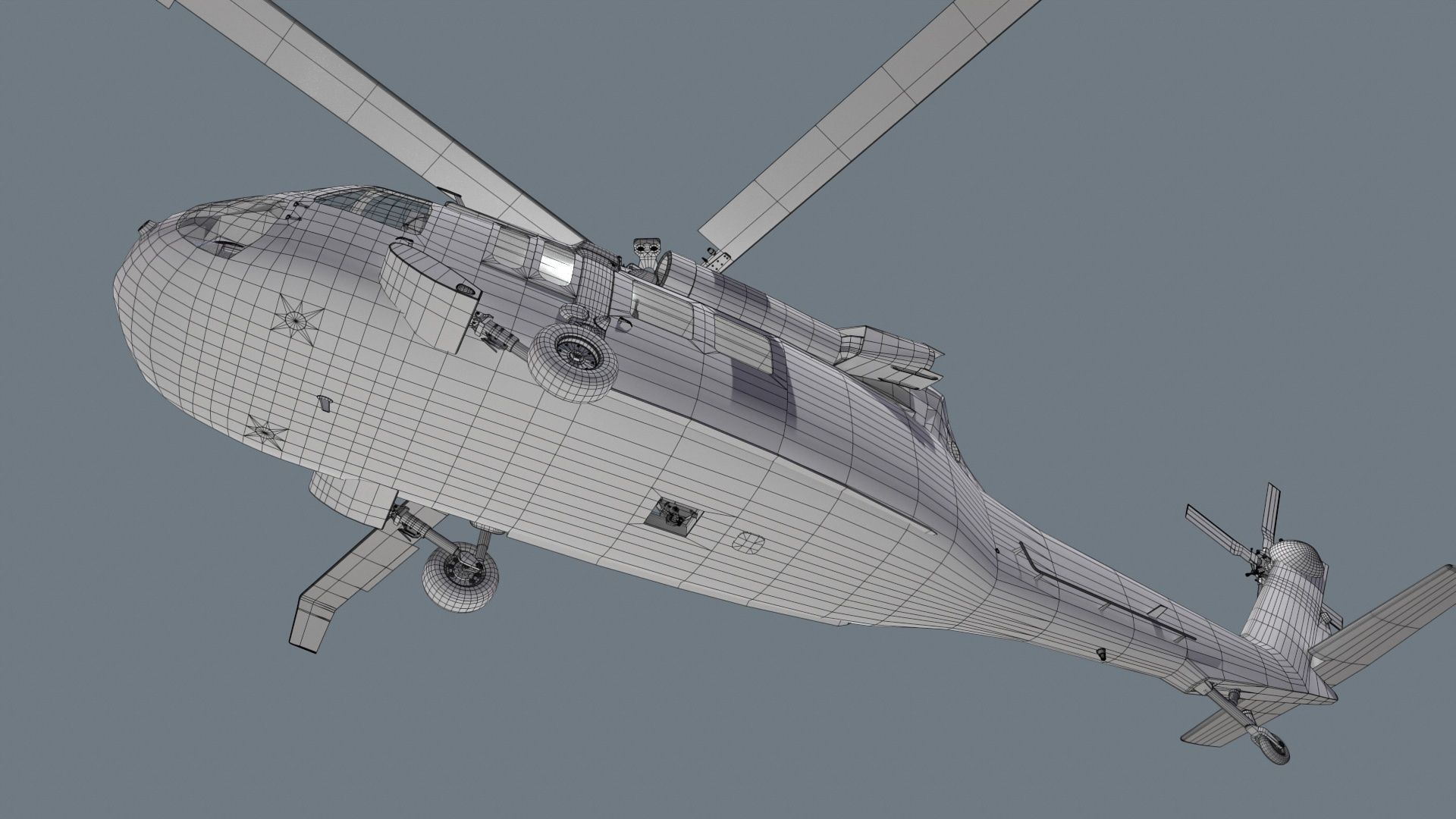 UH-60 Black Hawk Dark Basic Animation 3D model_28