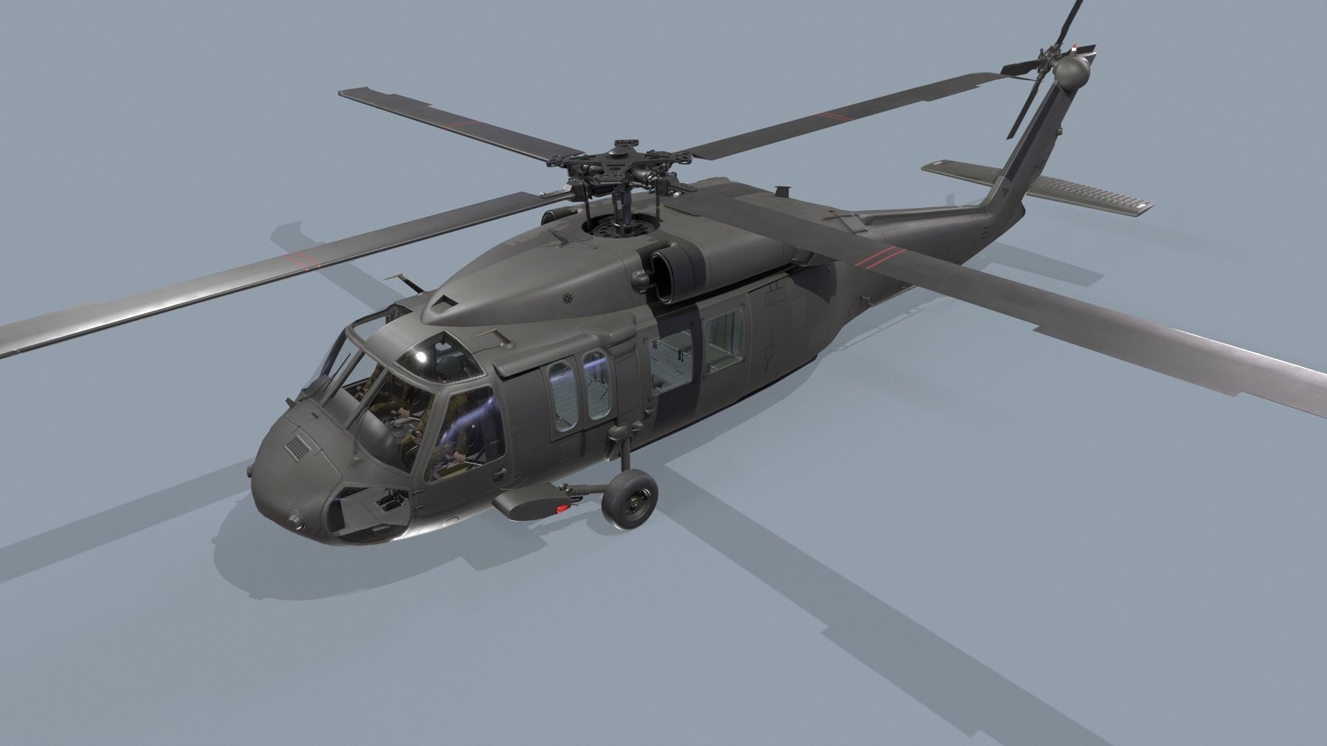 UH-60 Black Hawk Dark Basic Animation 3D model_5