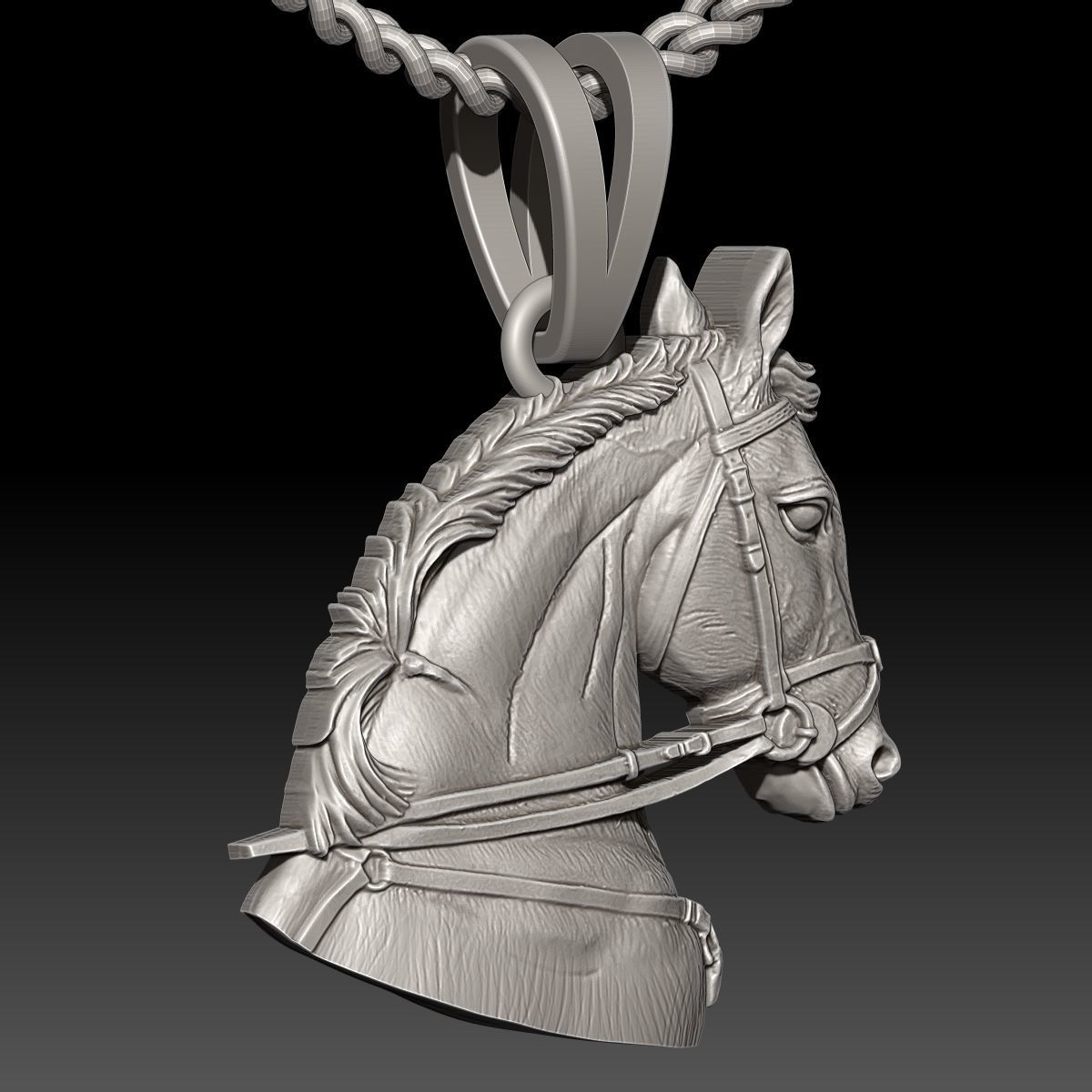 Horse Pendant Sculpture jewelry Gold necklace 3D print model_2