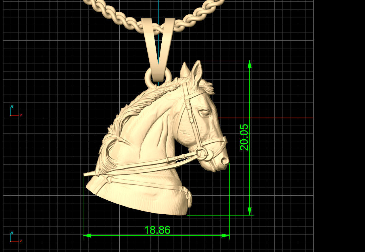 Horse Pendant Sculpture jewelry Gold necklace 3D print model_5