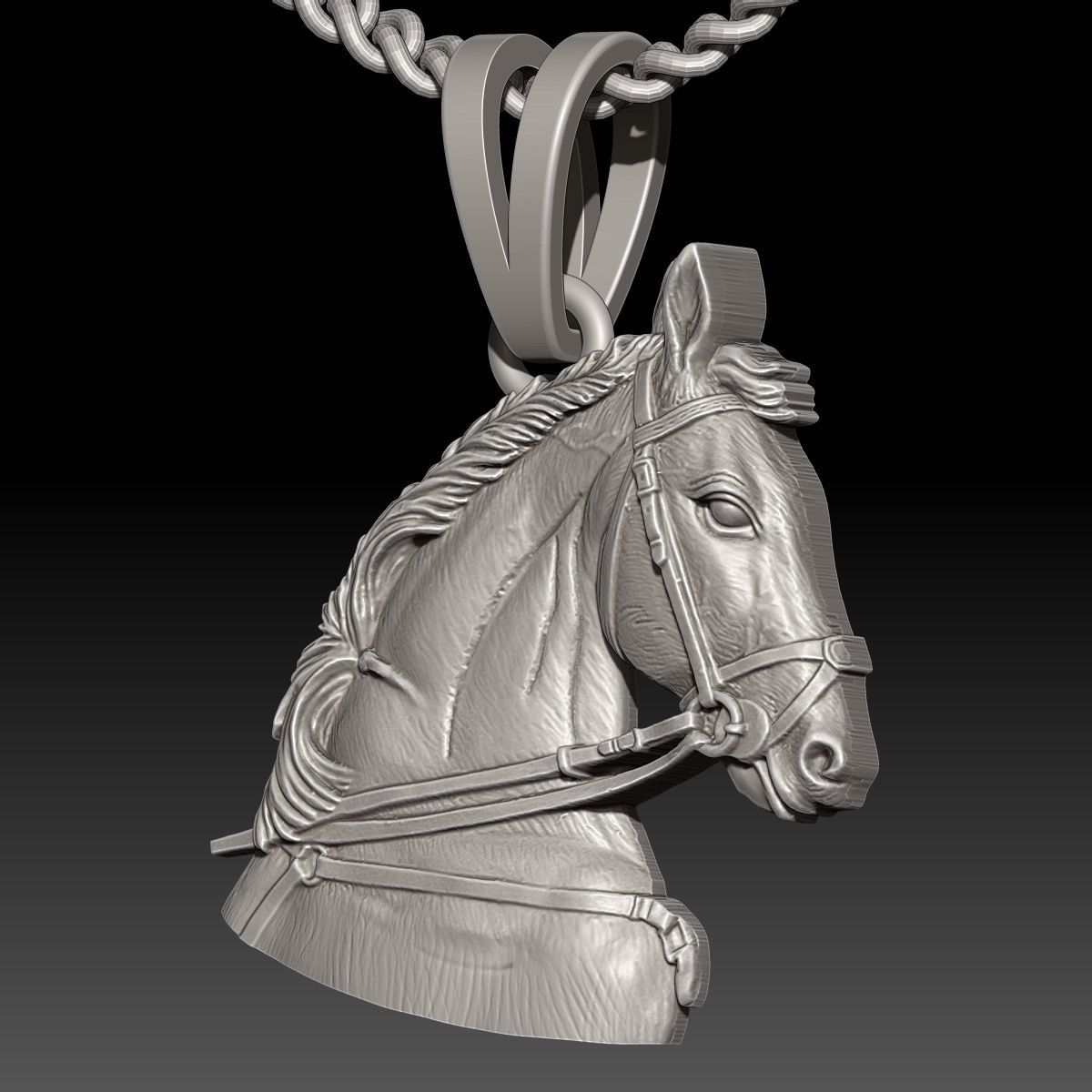 Horse Pendant Sculpture jewelry Gold necklace 3D print model_1