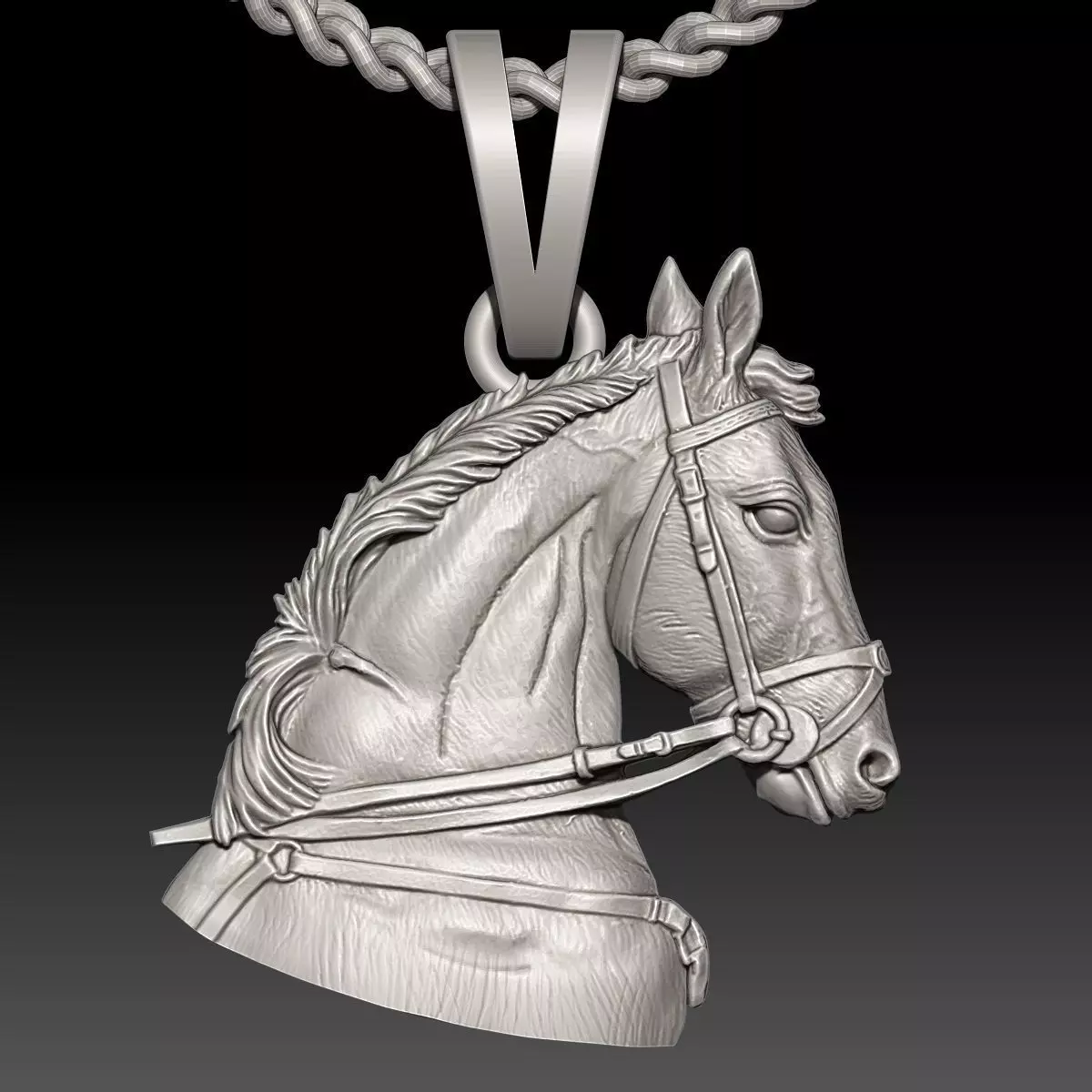 Horse Pendant Sculpture jewelry Gold necklace 3D print model_0