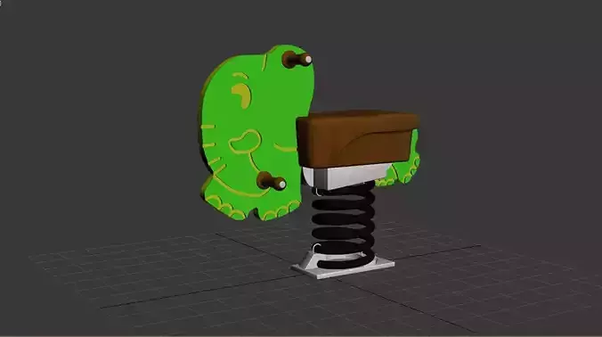 Elephant Spring rider play for children outdoor rocking chair 3D model