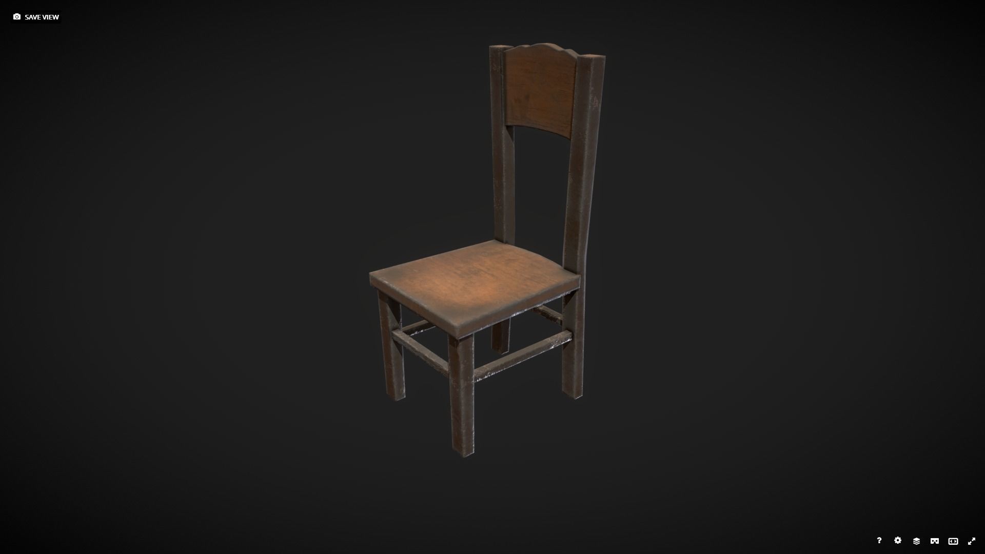Old Chair Game Ready Low-poly 3D model_2