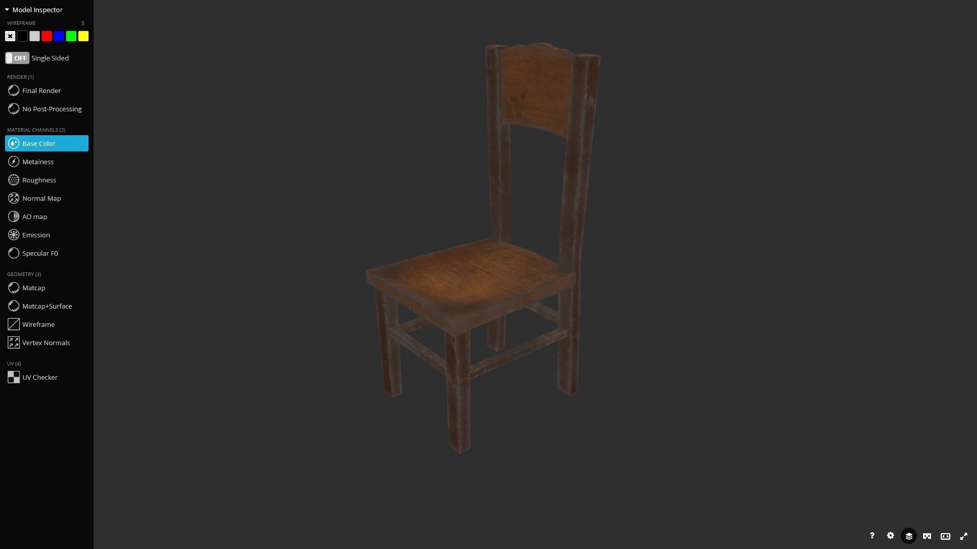 Old Chair Game Ready Low-poly 3D model_6