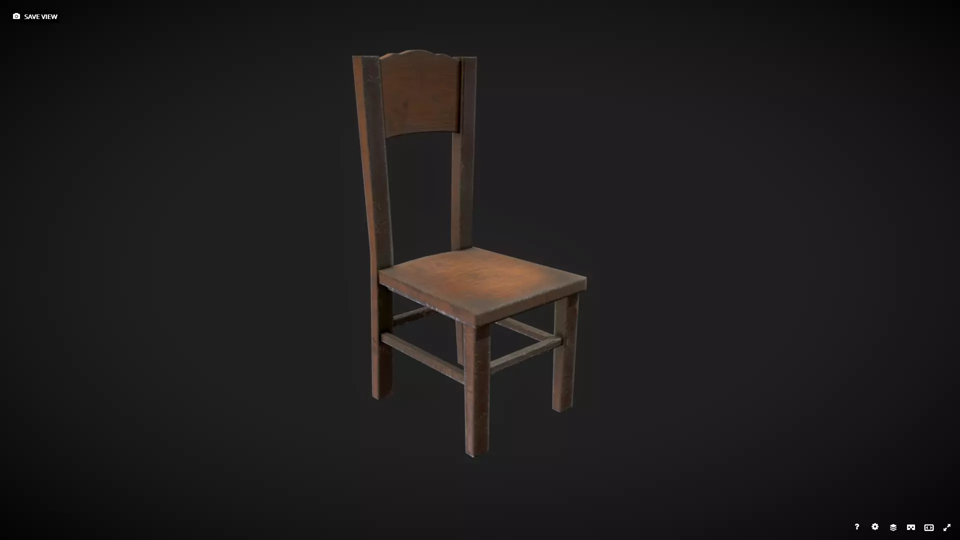 Old Chair Game Ready Low-poly 3D model_0