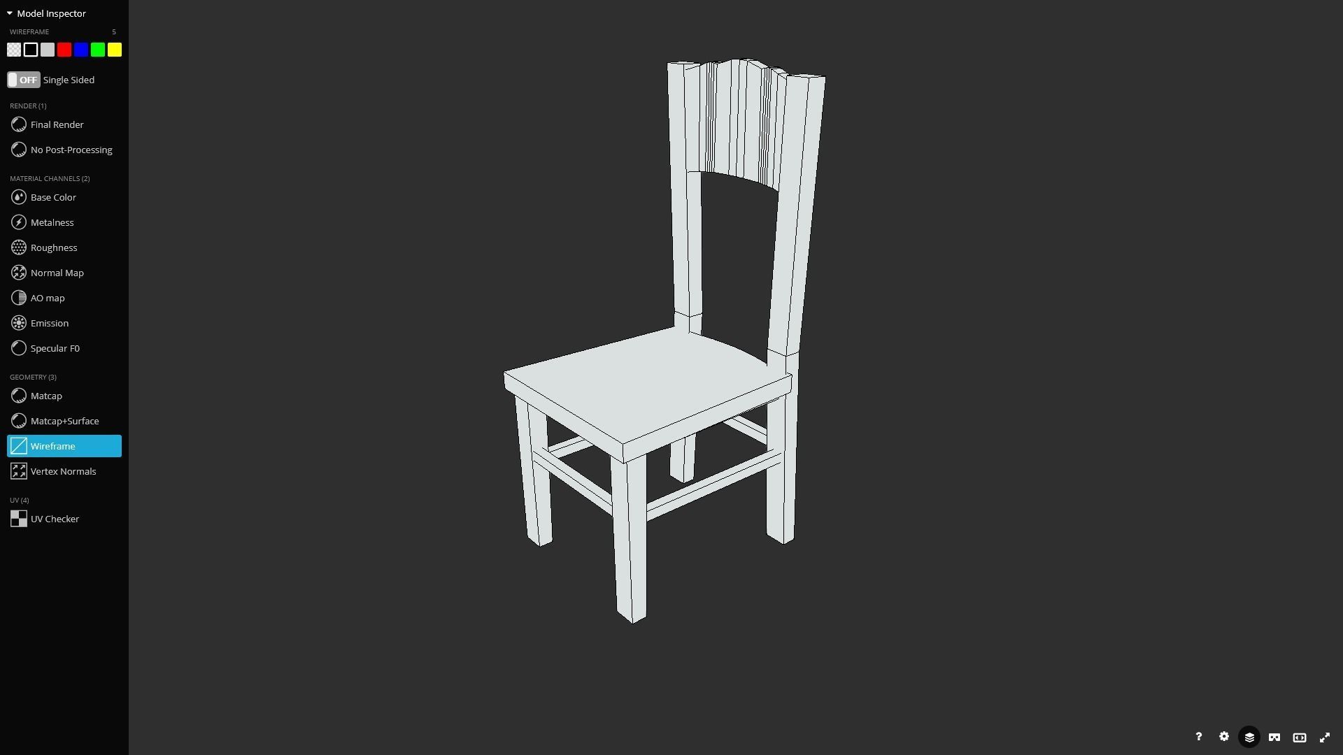 Old Chair Game Ready Low-poly 3D model_10
