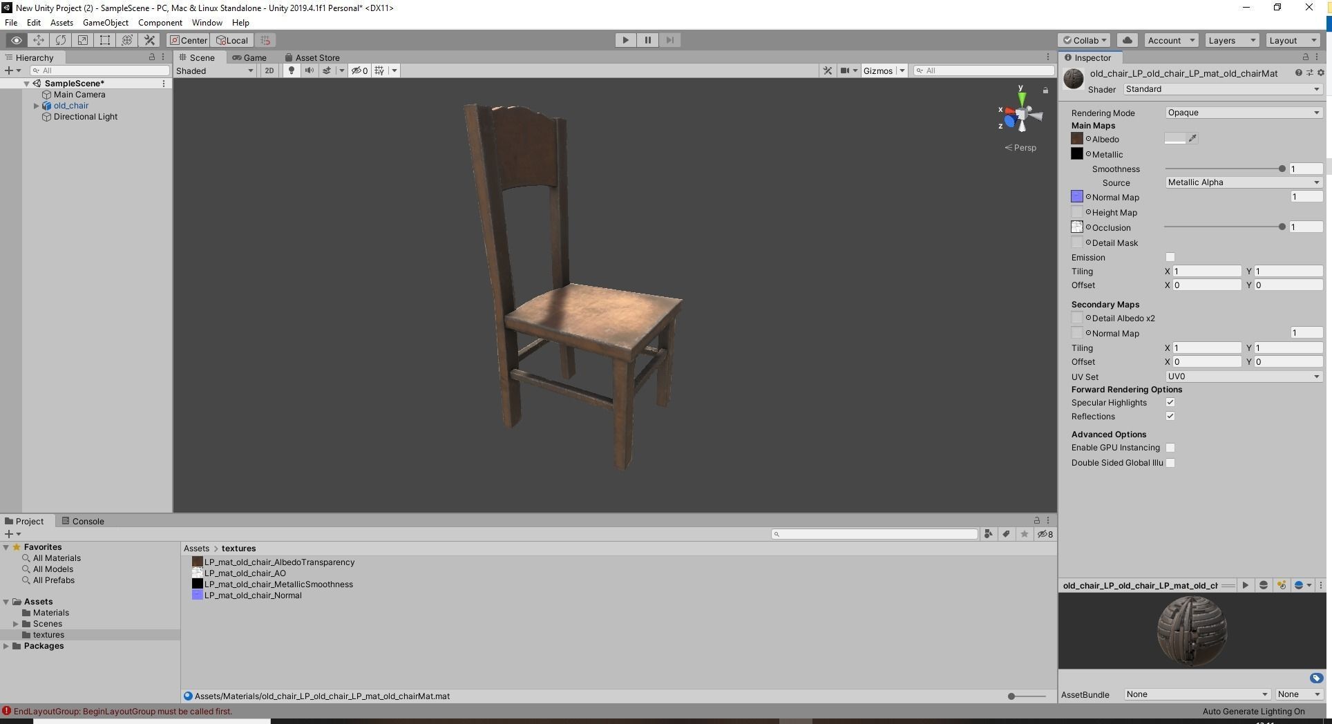 Old Chair Game Ready Low-poly 3D model_3