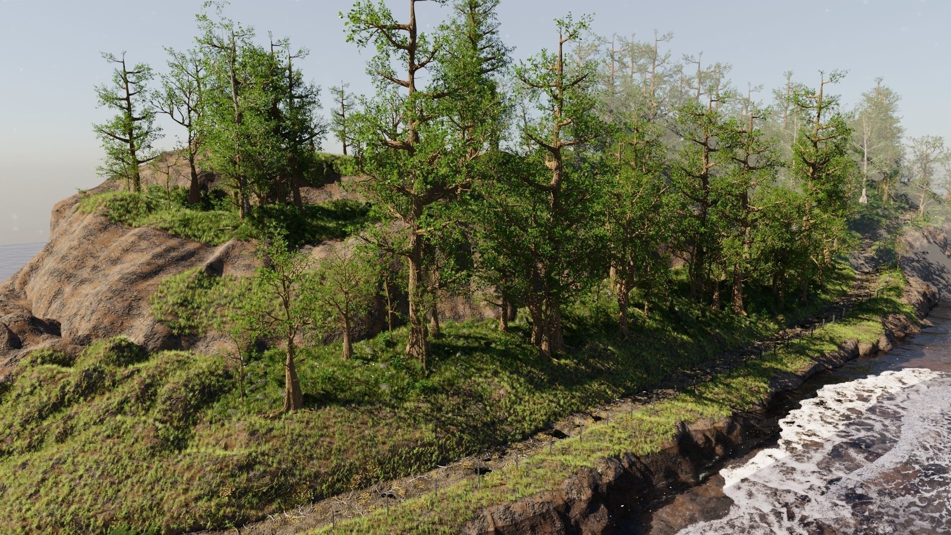 Path Near Ocean Scene 3D model_10