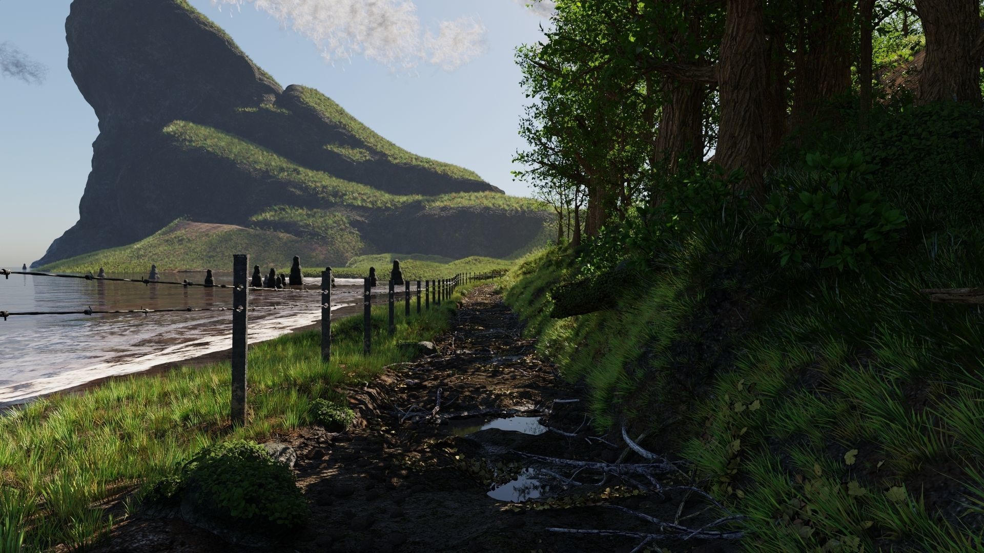 Path Near Ocean Scene 3D model_6